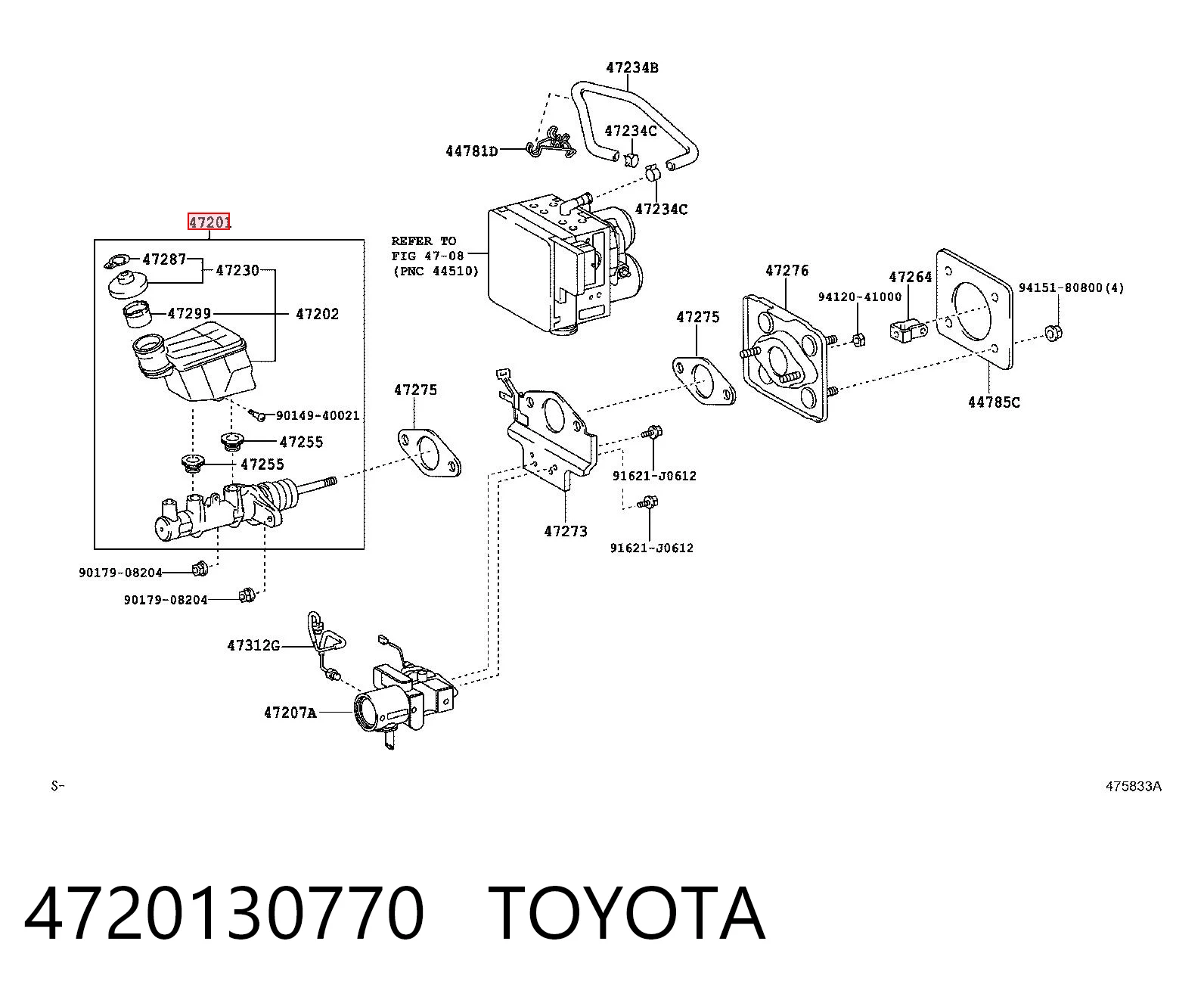 4720130770 Toyota Цилиндр тормозной, главный