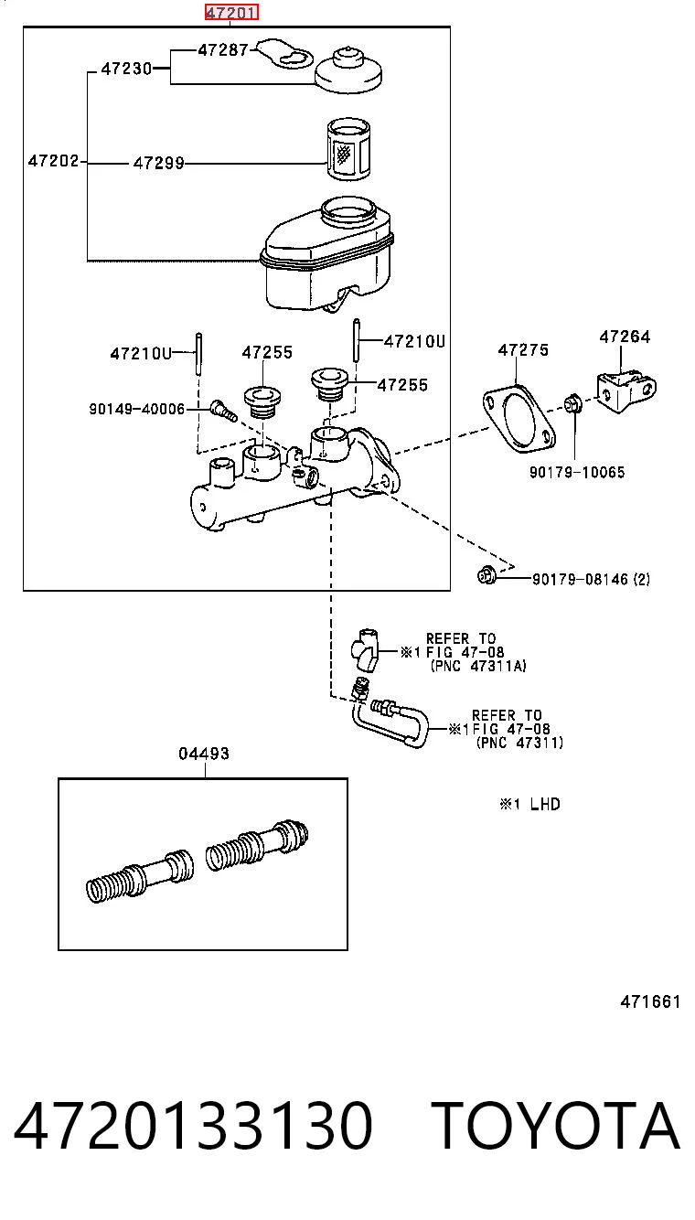 Цилиндр тормозной, главный на Toyota Camry III V10