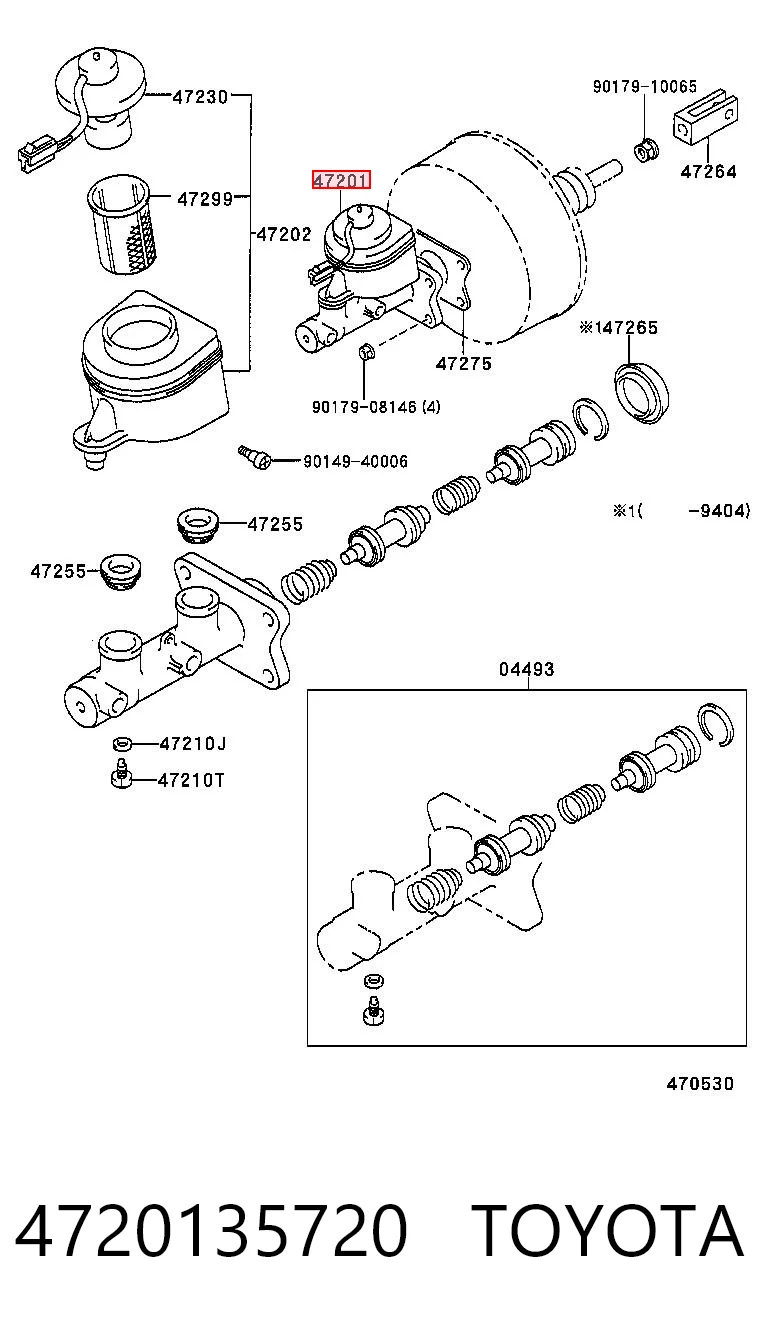 4720135720 Toyota Цилиндр тормозной, главный