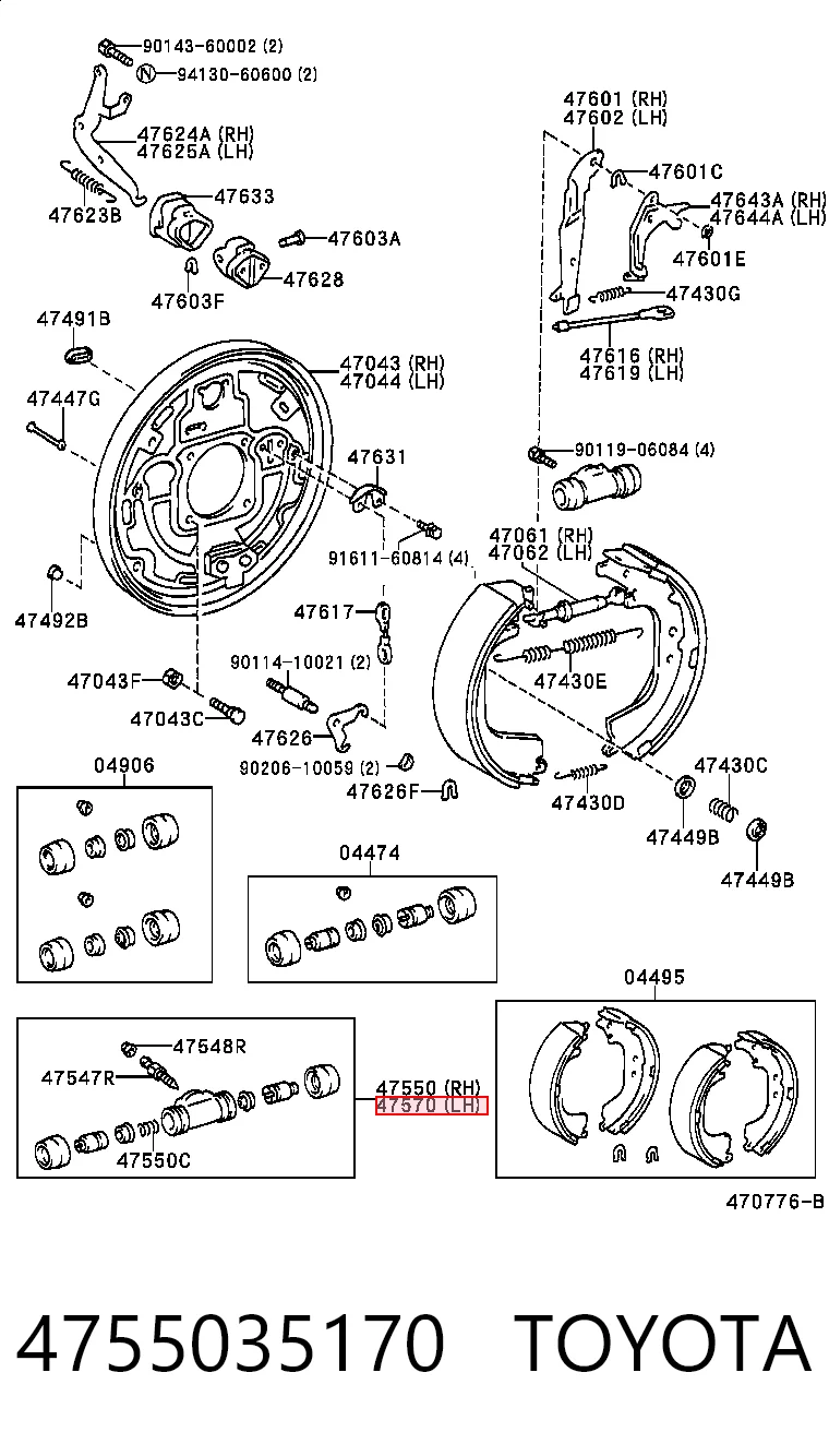 4755035170 Toyota Цилиндр тормозной колесный, задний
