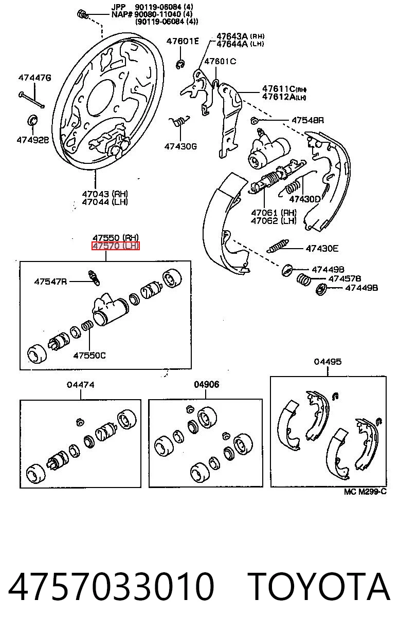 4757033010 Toyota Цилиндр тормозной колесный, задний
