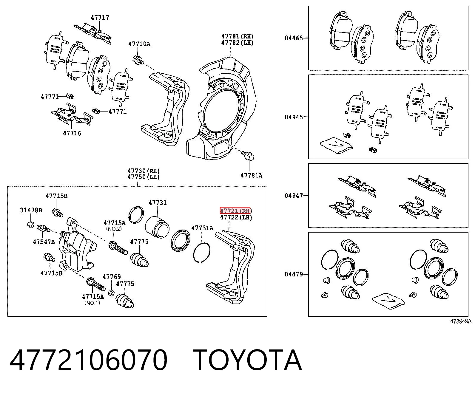 Кронштейн суппорта Toyota Camry V седан (V30) (2001 - 2006) цена, от 70.98 USD