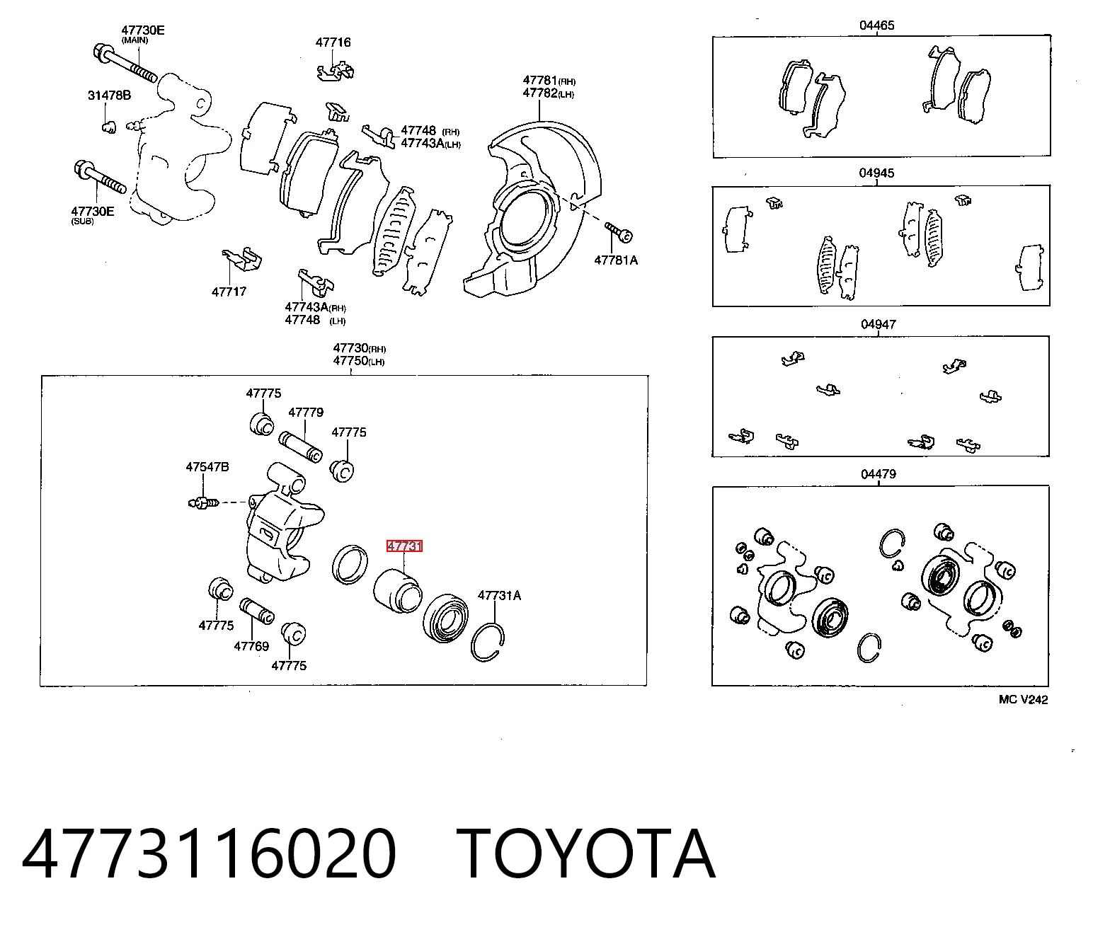 4773116020 Daihatsu Поршень тормозного суппорта переднего