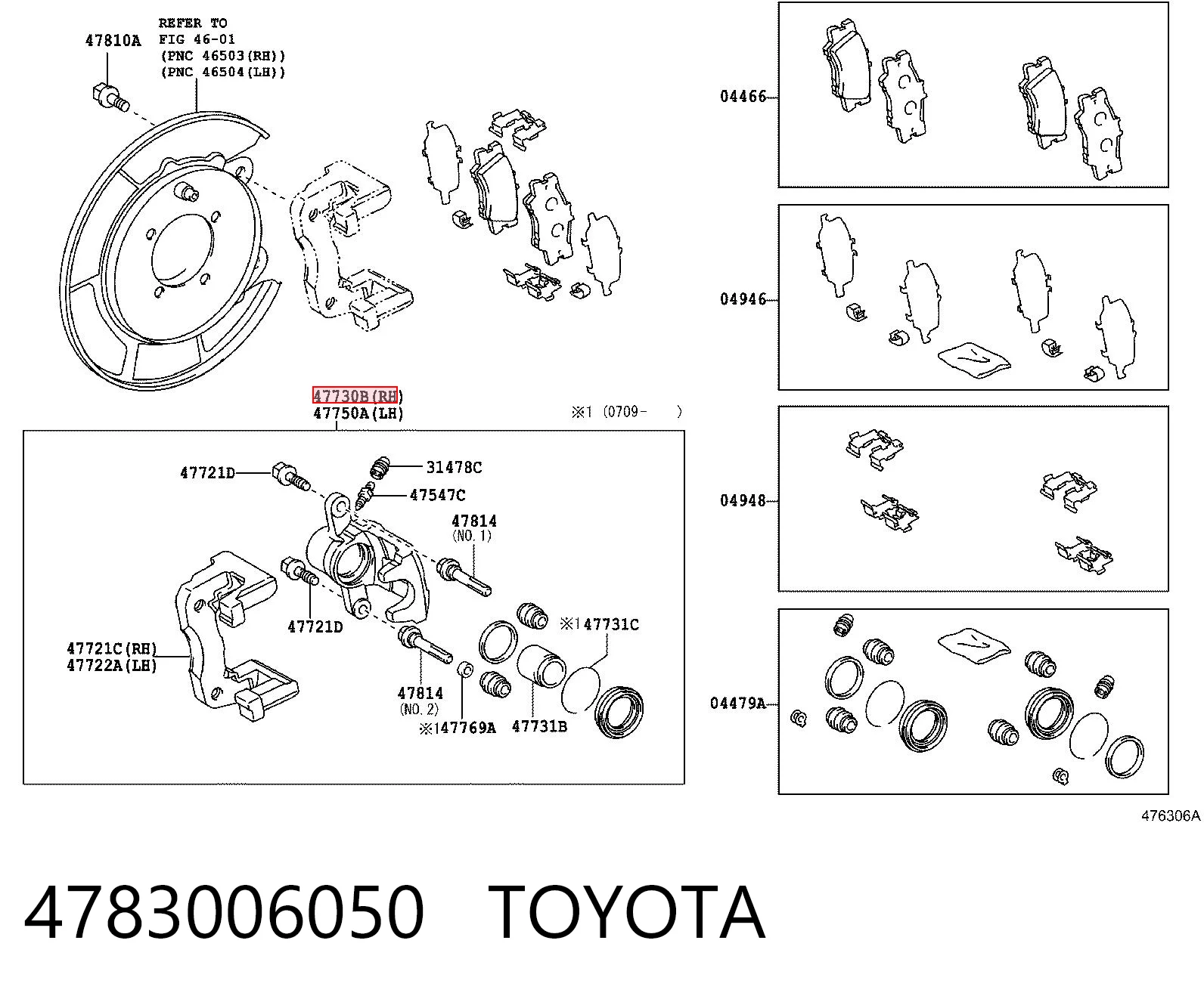 Суппорт тормозной задний правый на Lexus ES 350 GSV40