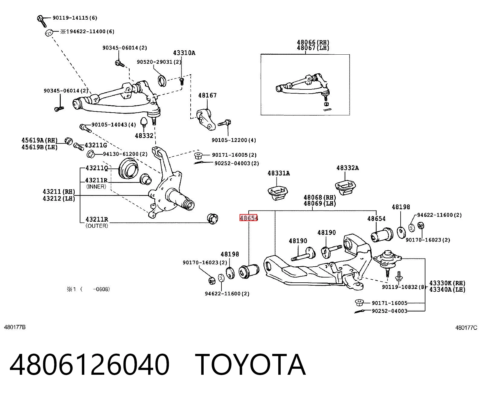 Сайлентблок передней подвески Toyota Hiace III автобус (H10) (1989 - 1995) цена, от 8.14 USD