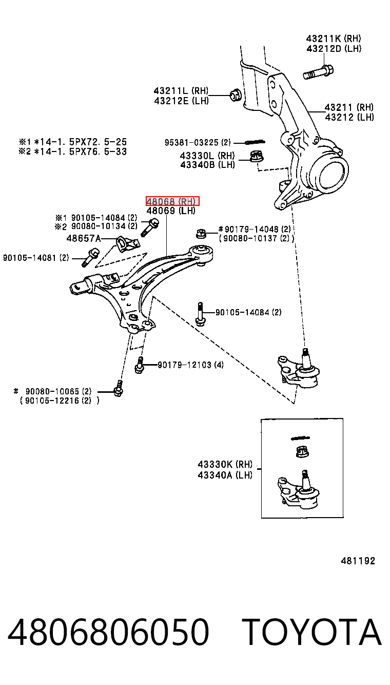Рычаг передней подвески нижний, правый на Toyota Camry IV V20