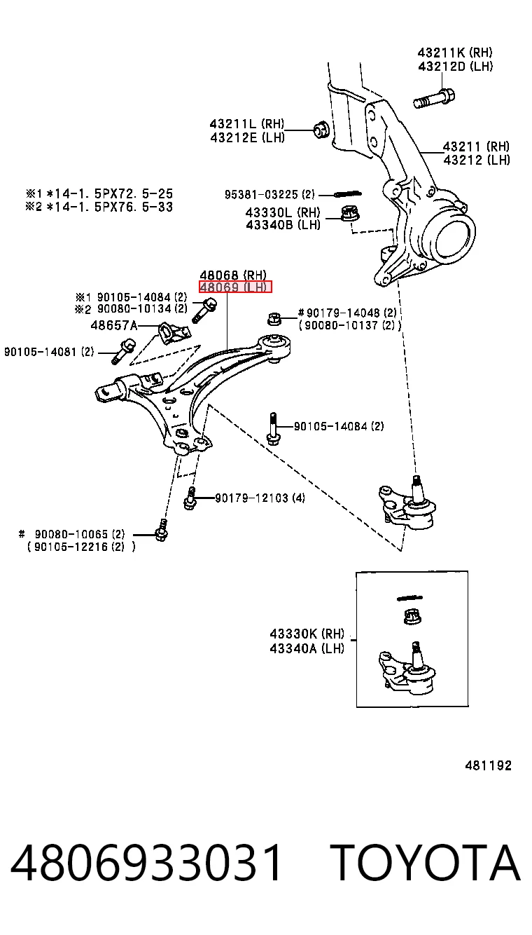 Левый рычаг передней нижней подвески Toyota Camry IV седан (V20) (1996 - 2001) цена, от 45.10 USD