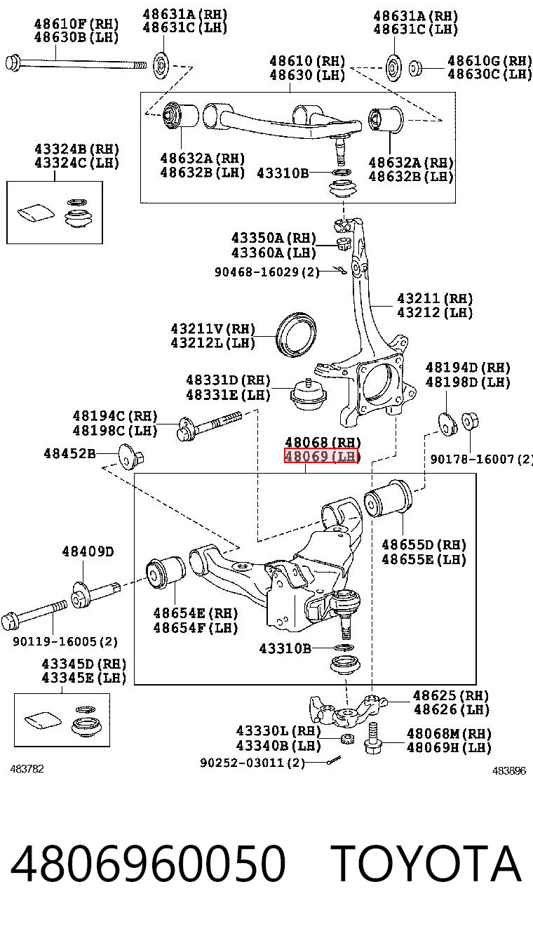 Левый рычаг передней нижней подвески Toyota Land Cruiser PRADO внедорожник (J150) (2009 - 2026) цена, от 101.93 USD