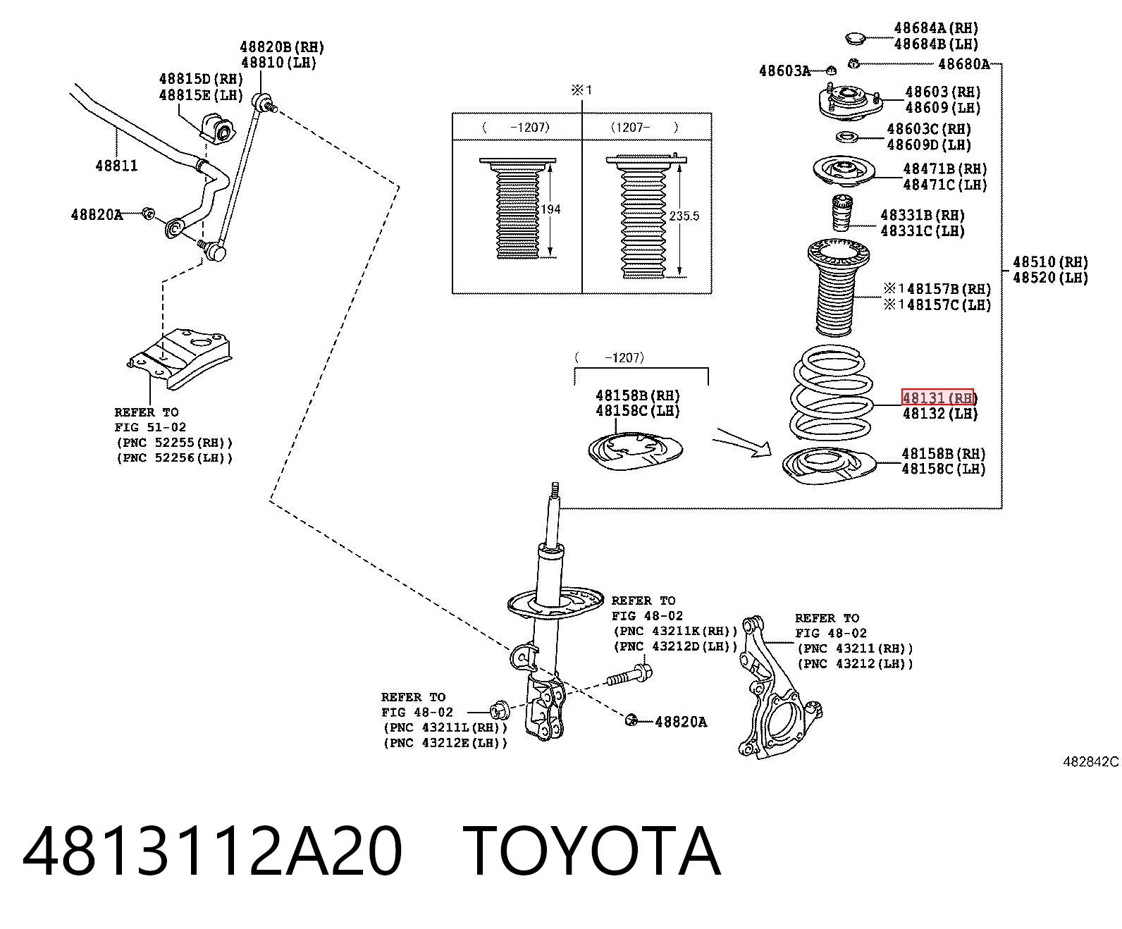  Передняя пружина Toyota Corolla 