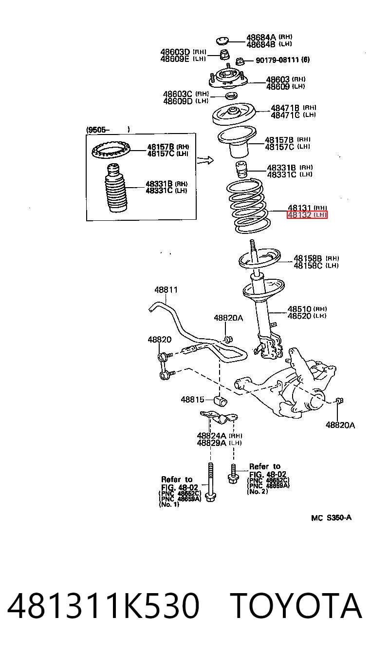 481311K530 Toyota Пружина передняя левая