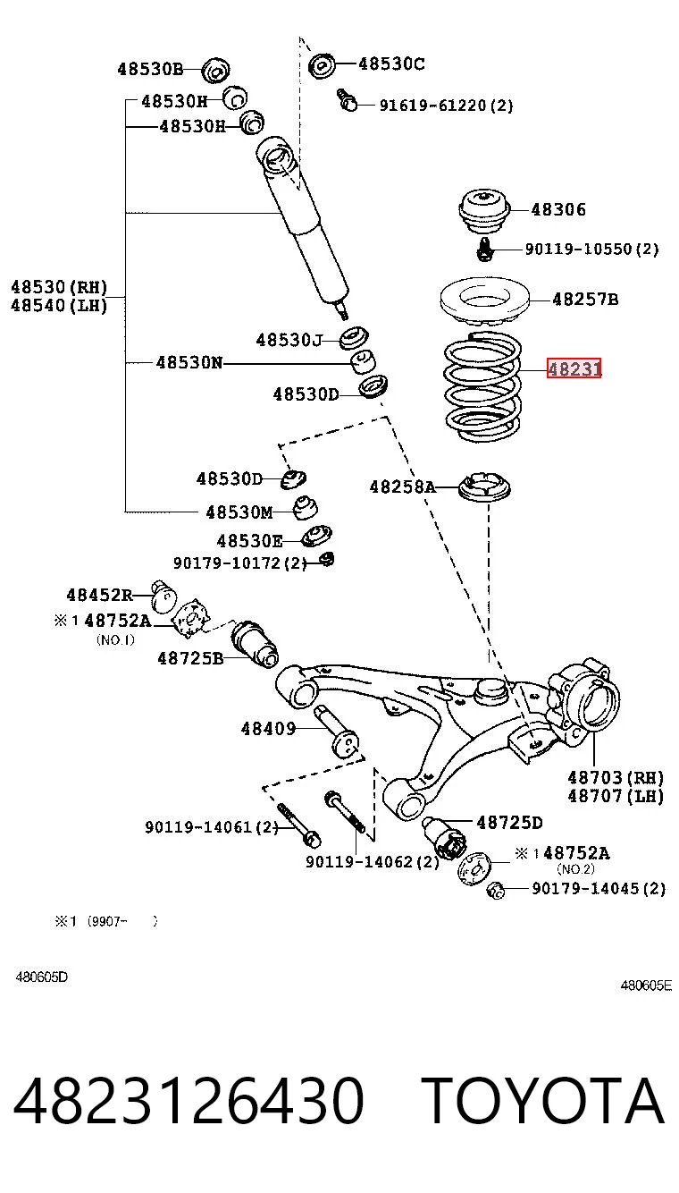Пружина подвески задняя на Toyota Hiace IV H1, H2