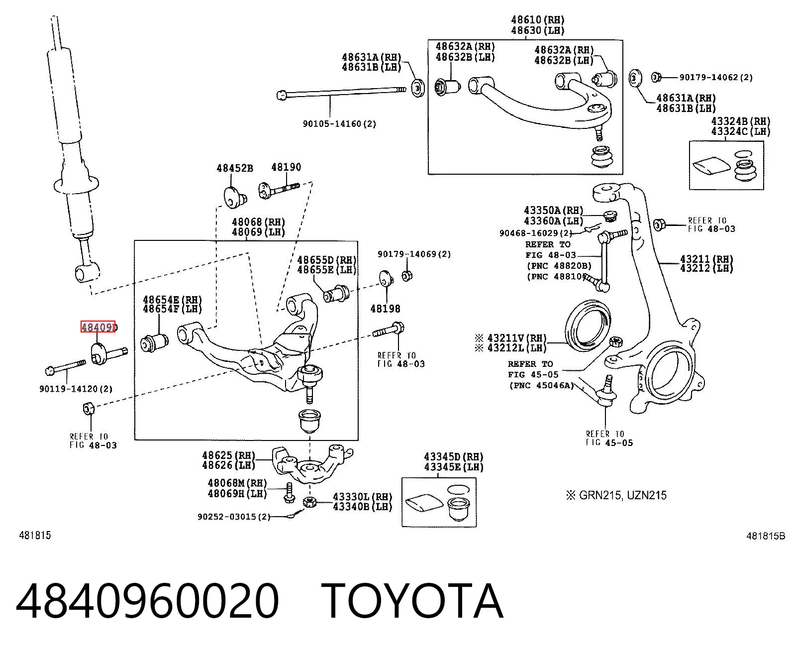 4840960020 Toyota Болт крепления переднего рычага, нижнего
