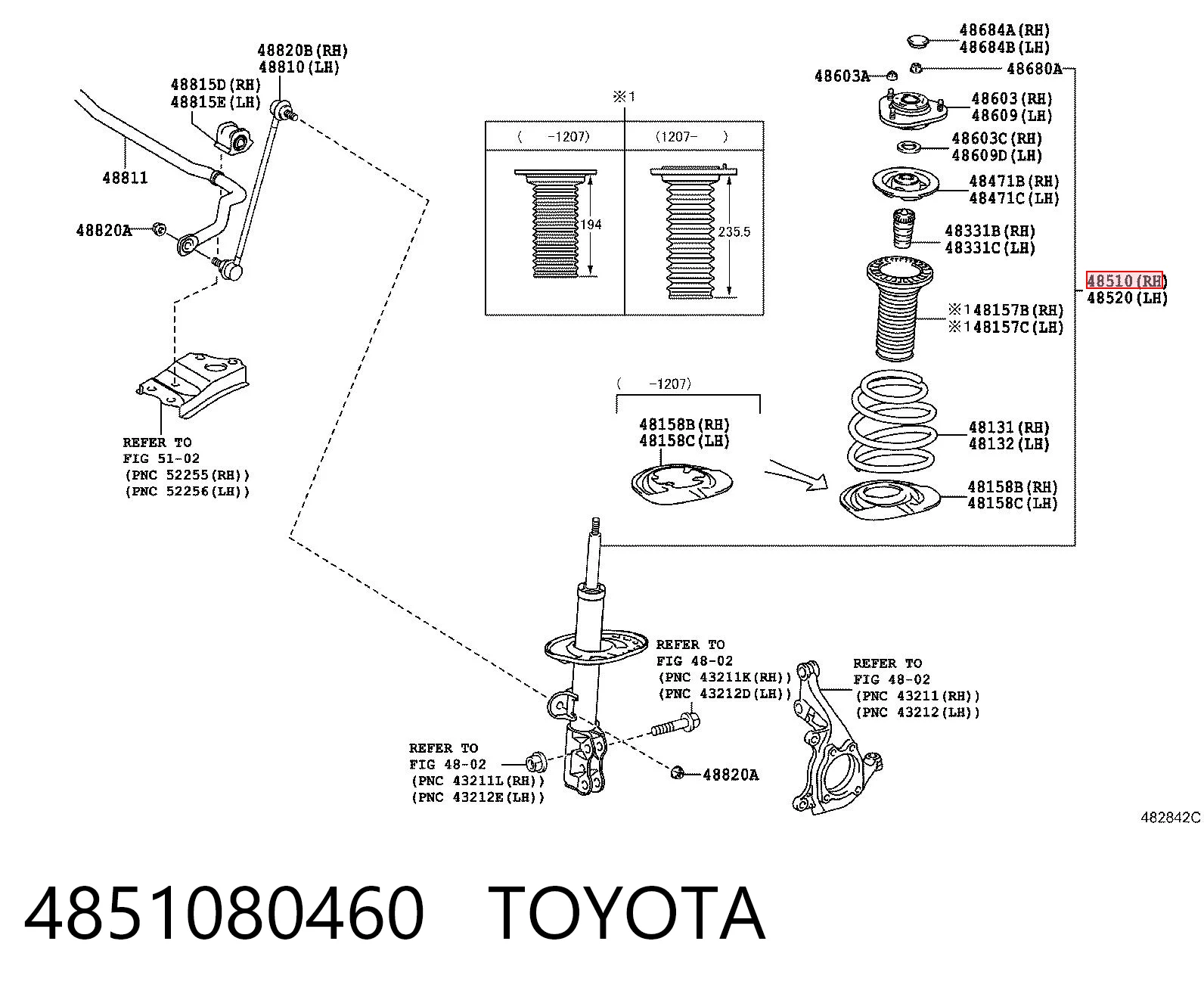 Амортизатор подвески передний левый Toyota Corolla седан (E15) (2006 - 2014) цена, от 40.25 USD