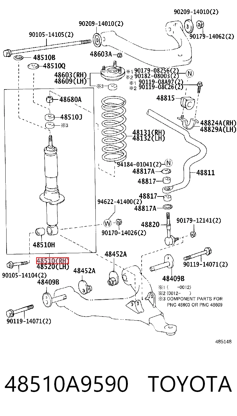 48510A9590 Toyota Стойка передняя
