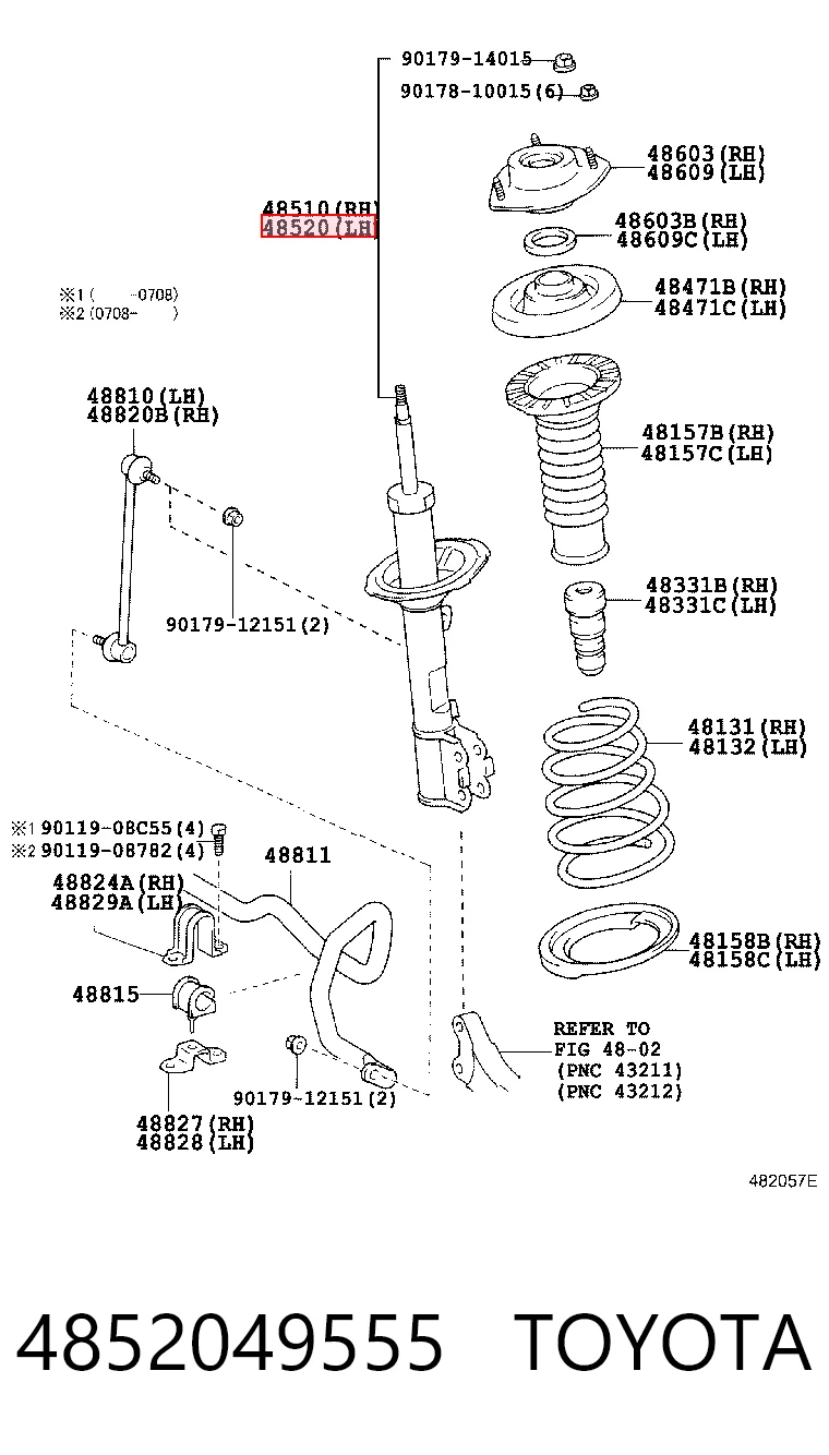 4852049555 Toyota Амортизатор передний левый