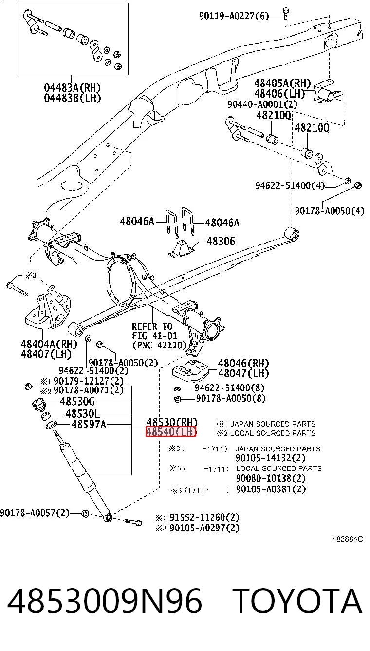 4853009N96 Toyota Стойка задняя правая