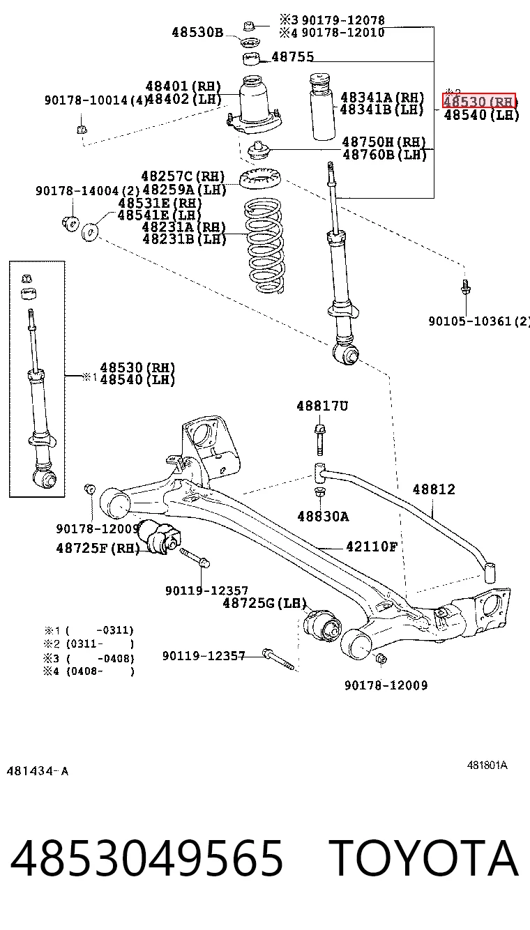 4853049565 Toyota Стойка задняя правая