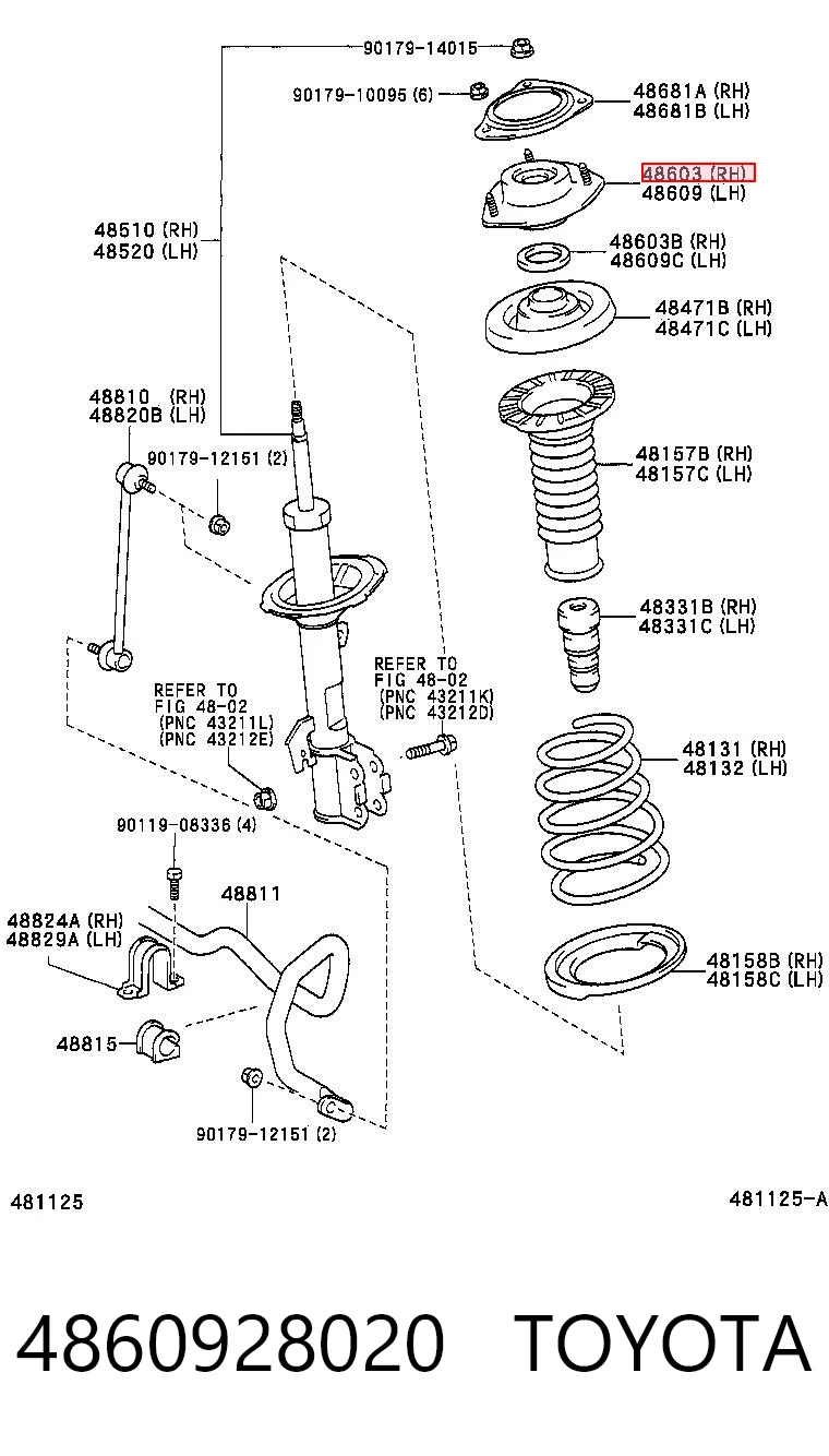 4860928020 Toyota Подушка амортизатора переднего