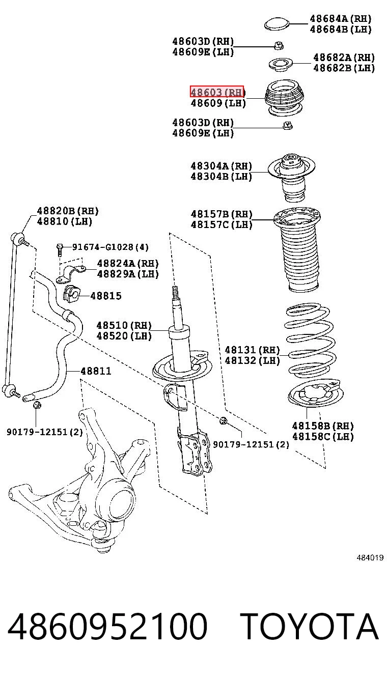 4860952100 Toyota Подушка амортизатора переднего