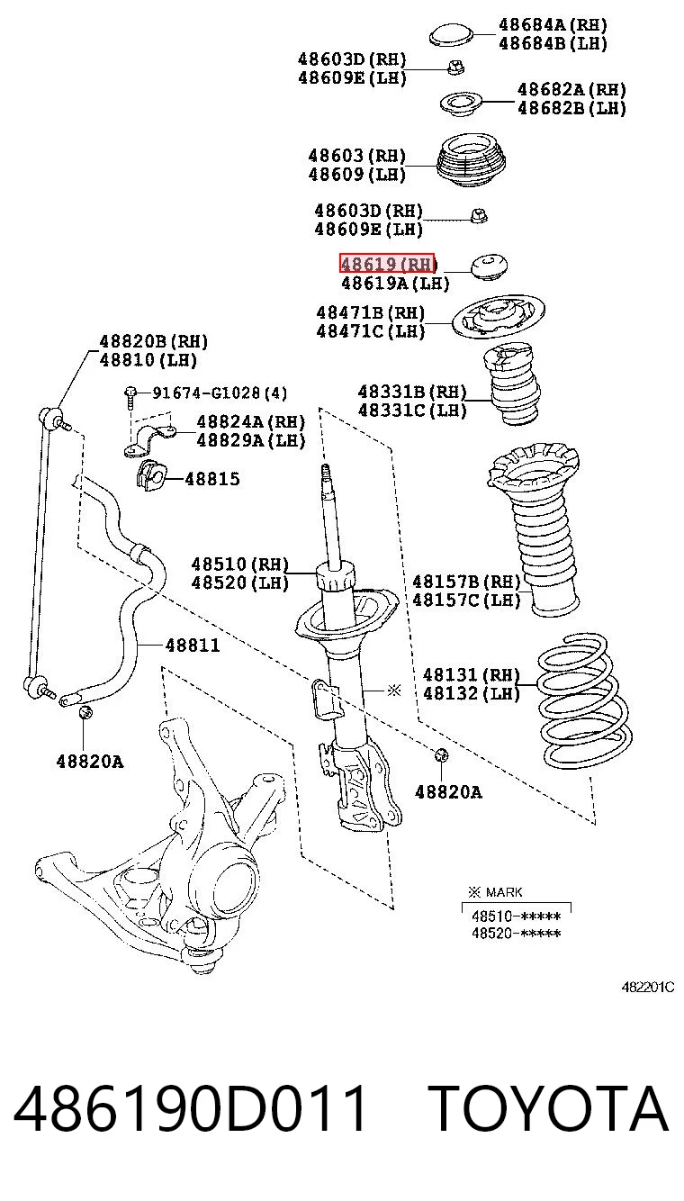 486190D011 Toyota Подшипник верхней опоры