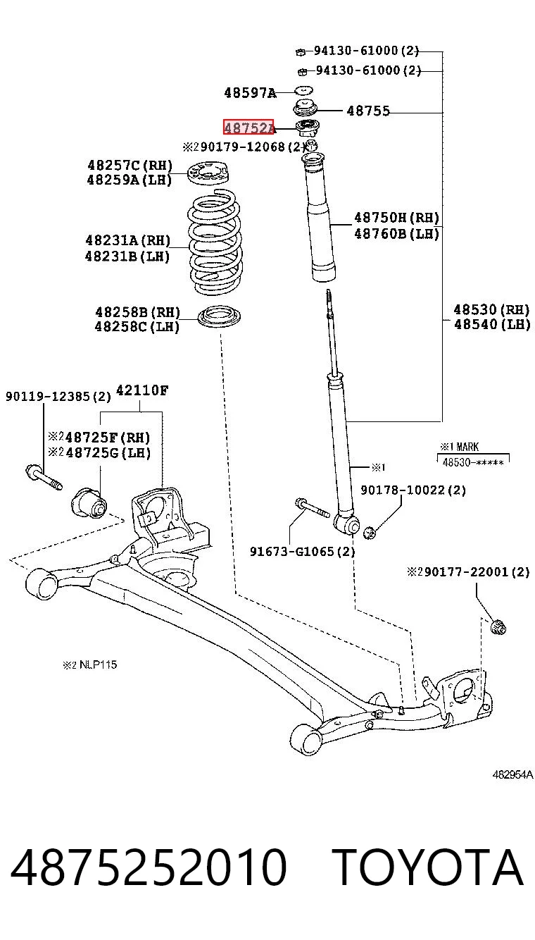 4875252010 Toyota Втулка штока амортизатора заднего
