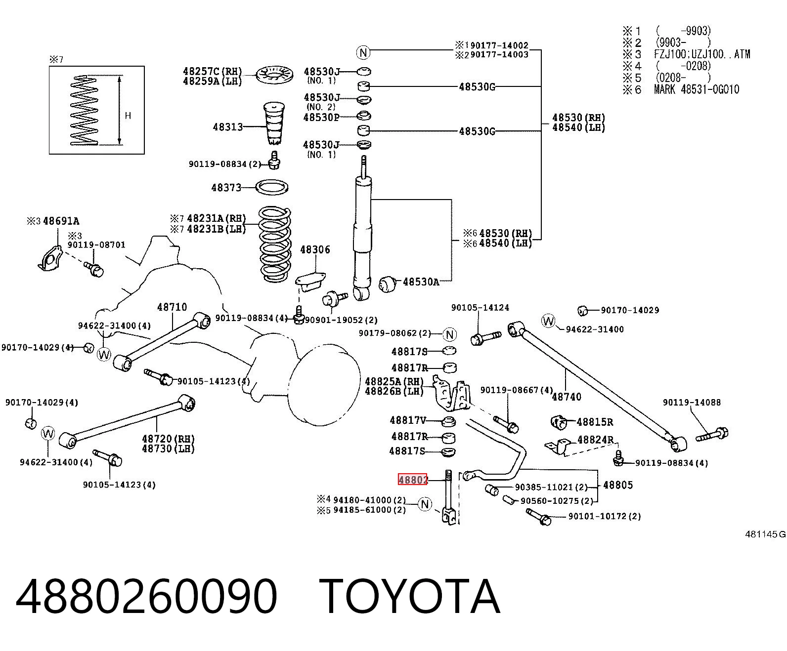 Тяжка стабилизатора, заднего на Lexus LX 470 UZJ100