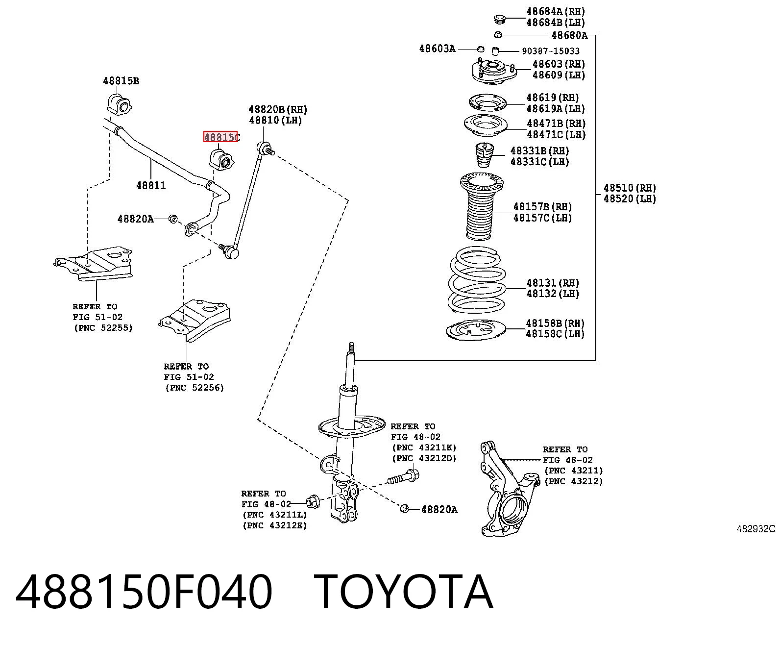488150F040 Toyota Втулка стабилизатора переднего левая