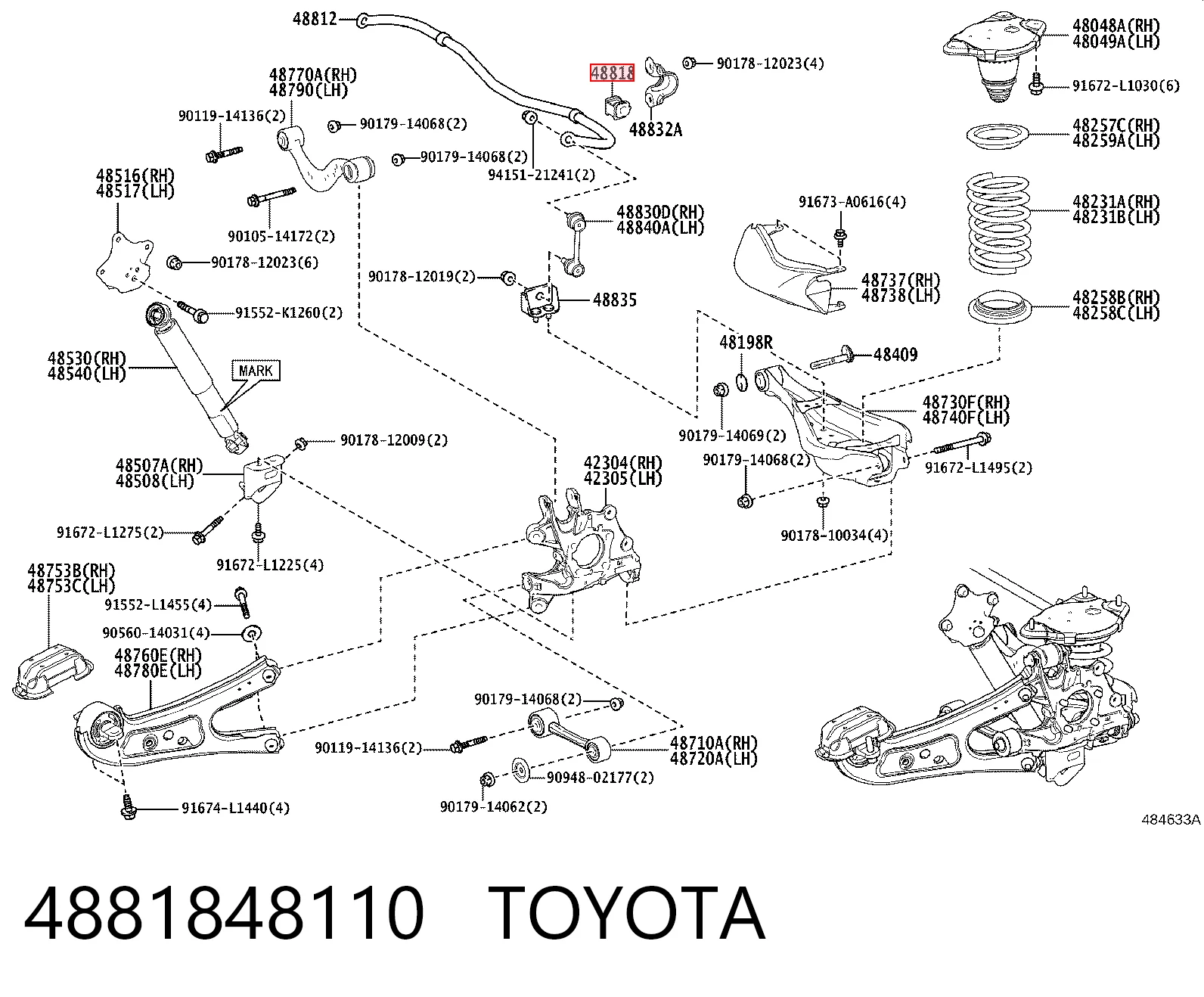 Резинка заднего стабилизатора Lexus RX 450H/350L/200T внедорожник (L25) (2015 - 2022) цена, от 18.59 USD