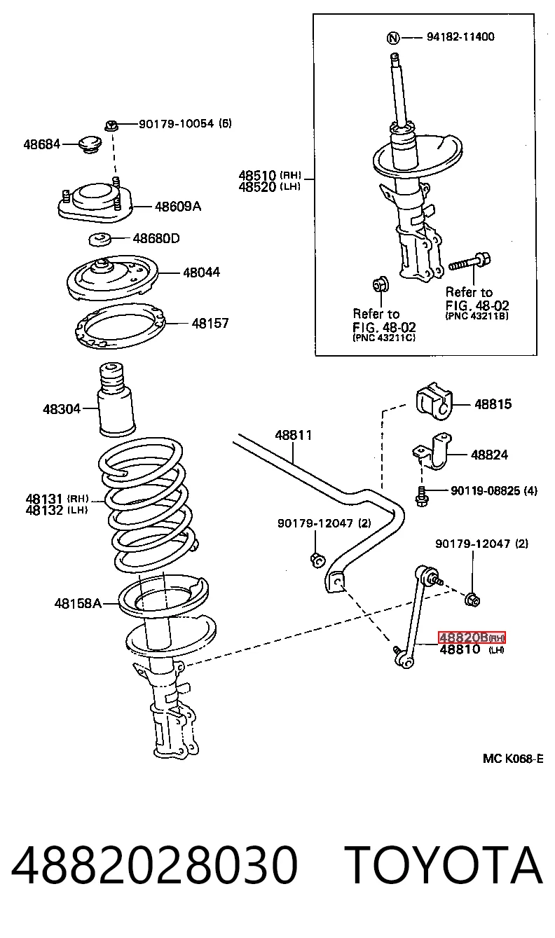 4882028030 Toyota Тяжка стабилизатора, переднего, правая
