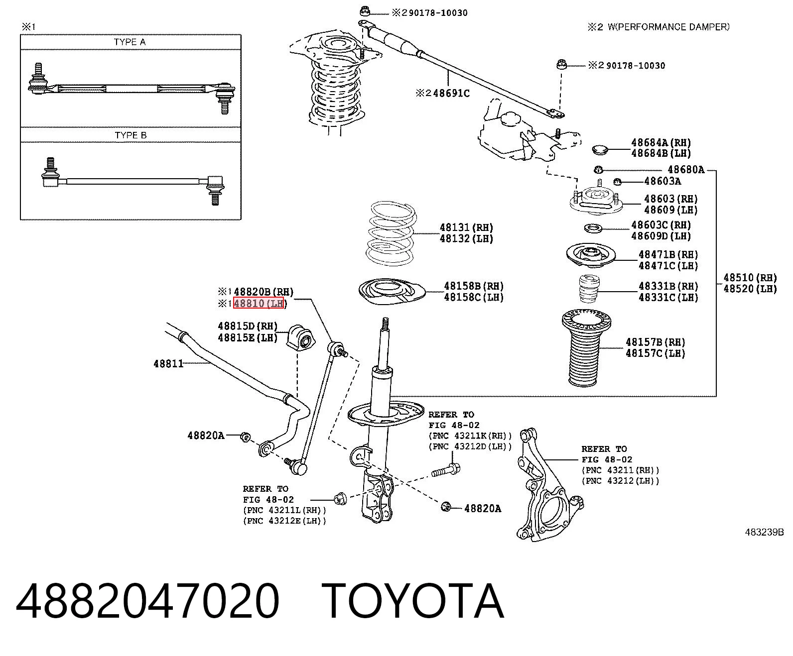4882047020 Toyota Стойка переднего стабилизатора
