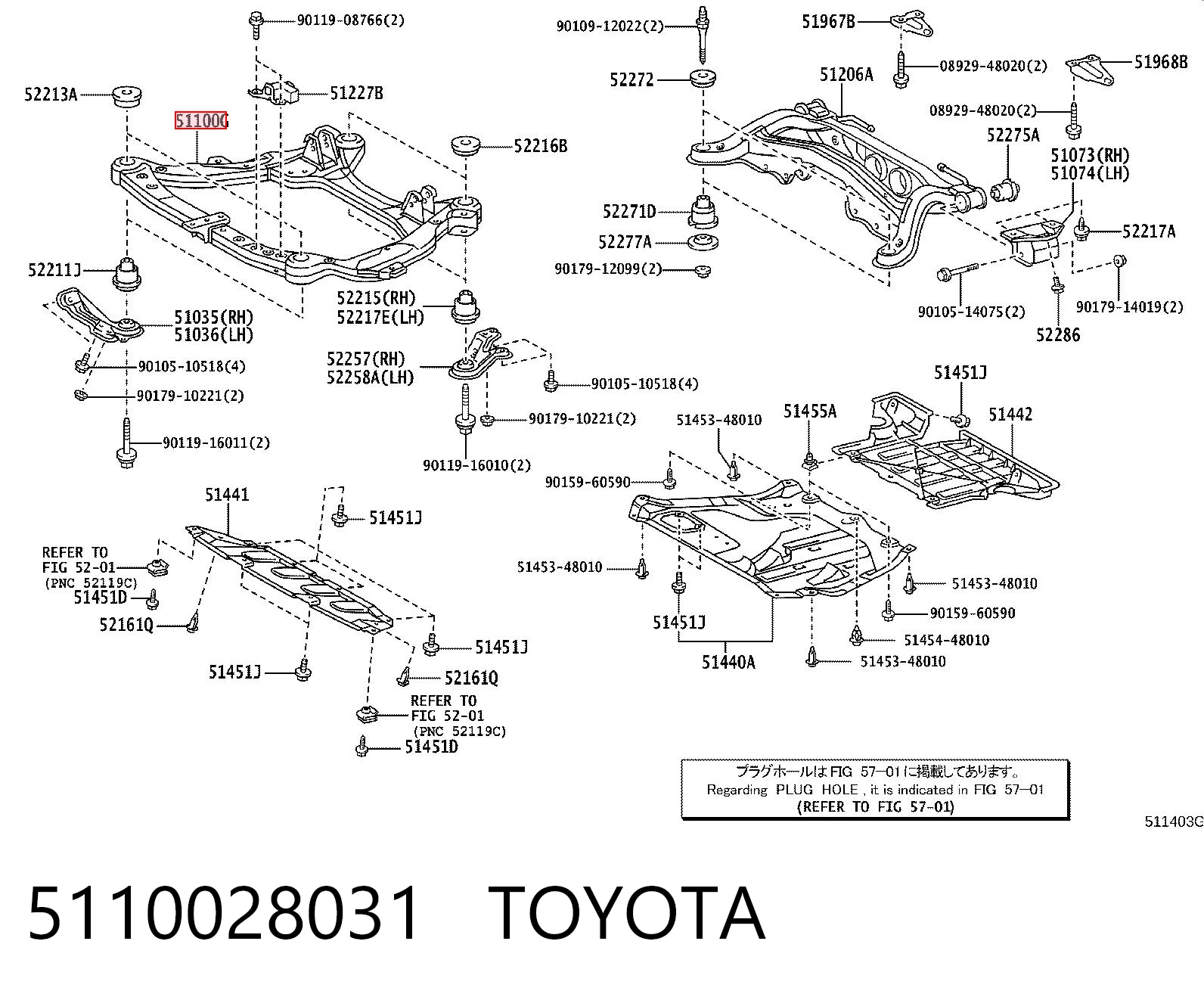Подрамник передней подвески на Lexus RX 300/330/350/400H U3