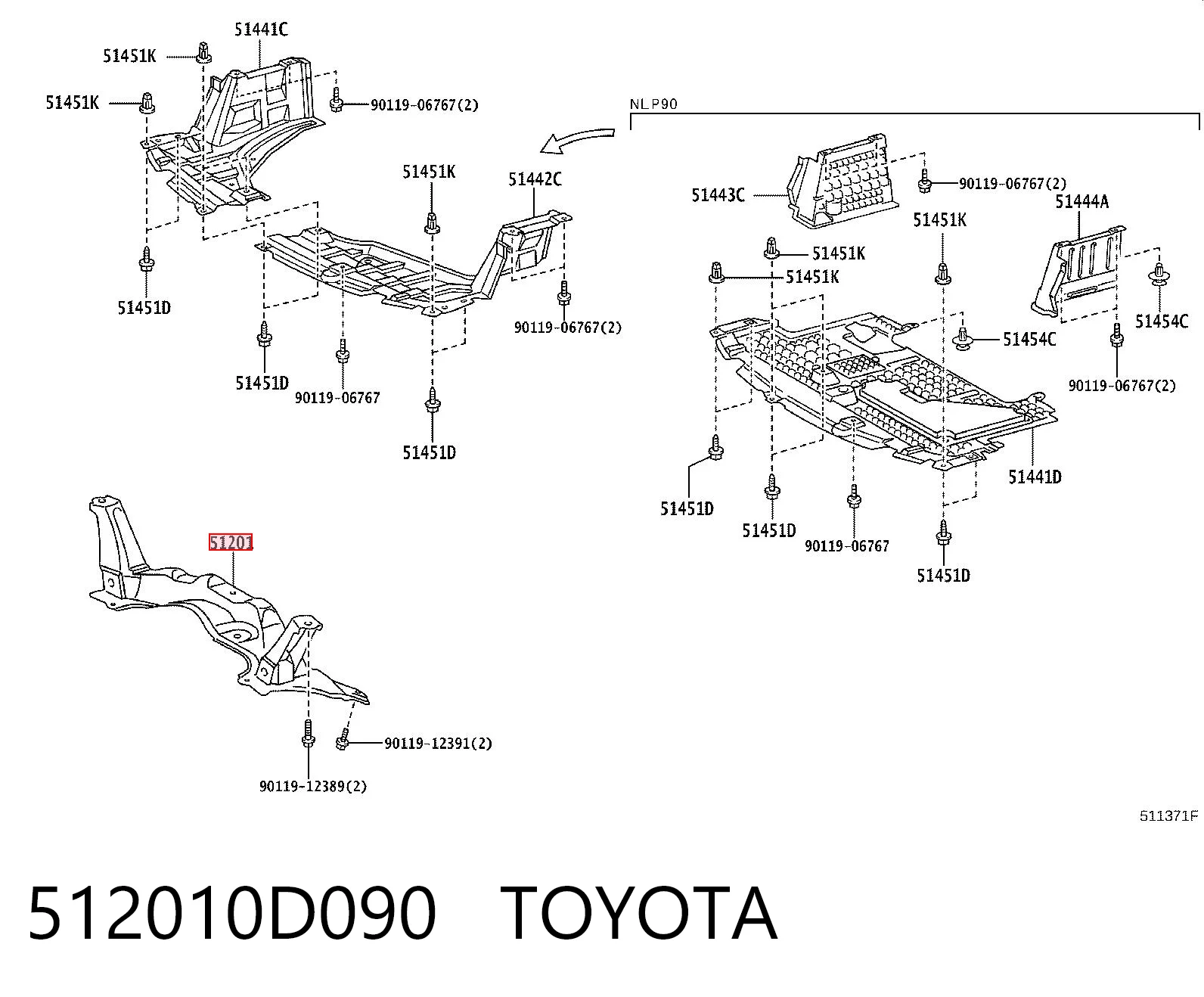 Подрамник передней подвески на Toyota Yaris  SP90