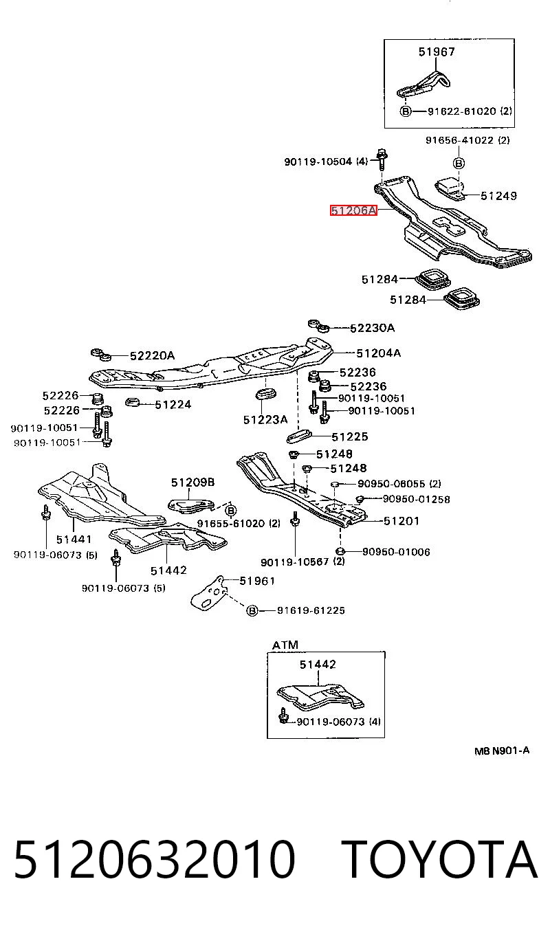 Балка задней подвески (подрамник) Toyota Camry 2 V2