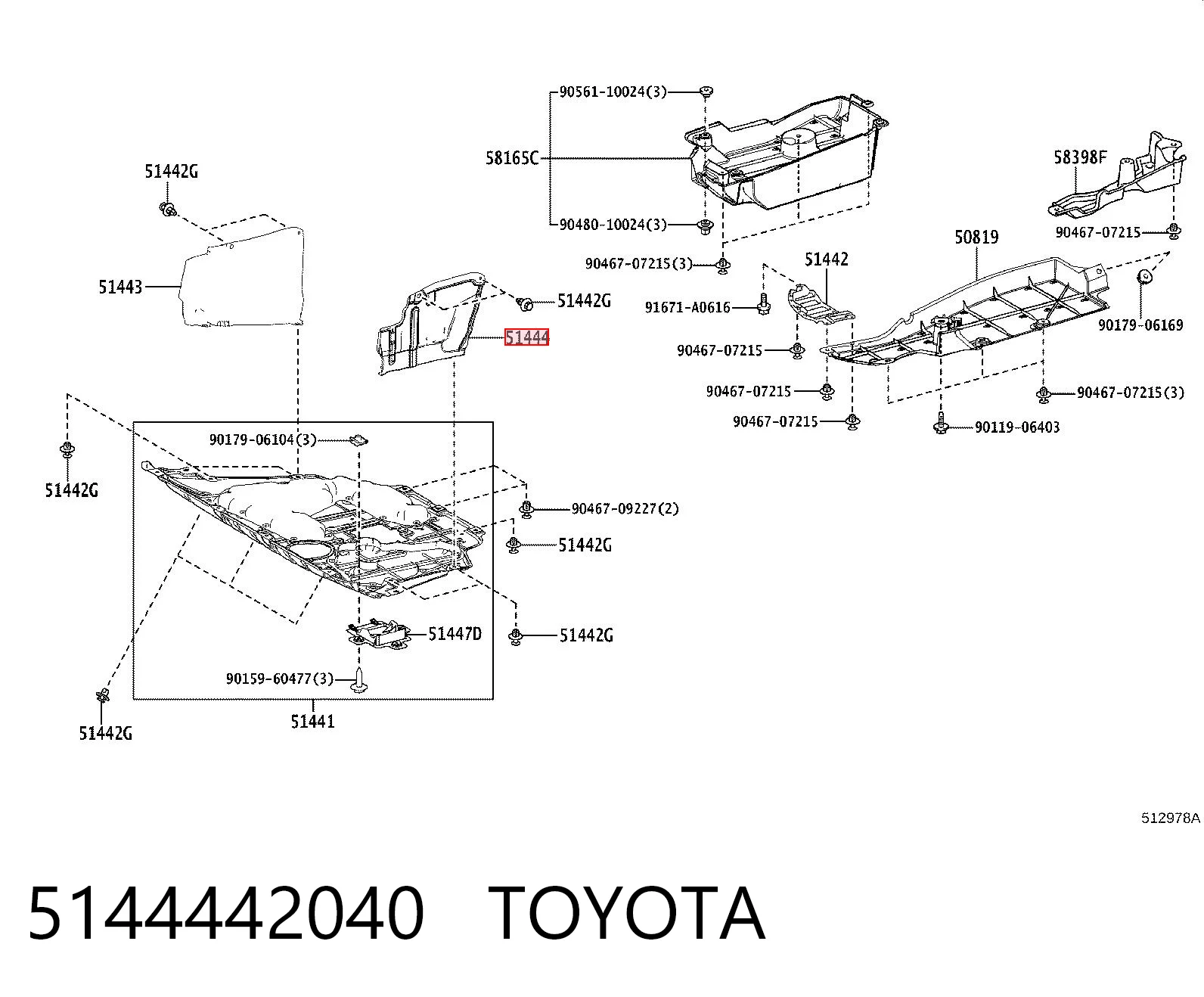 5144442040 Toyota Защита двигателя левая