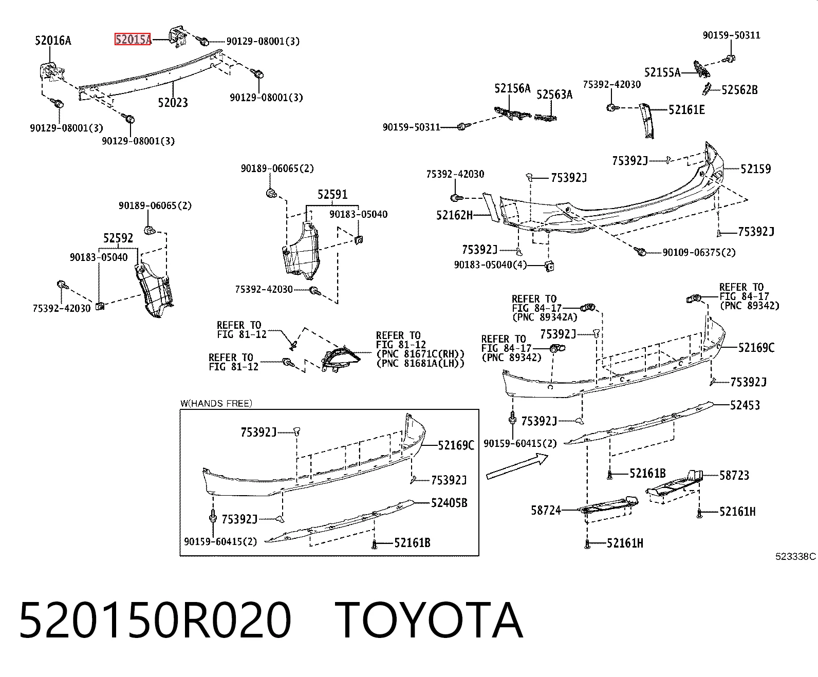 520150R020 Toyota Кронштейн усилителя заднего бампера