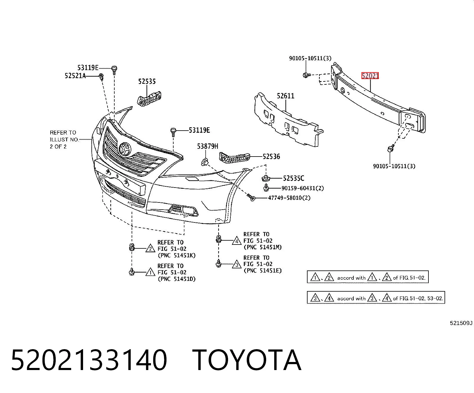 Балка бампера переднего на Toyota Camry VI V40
