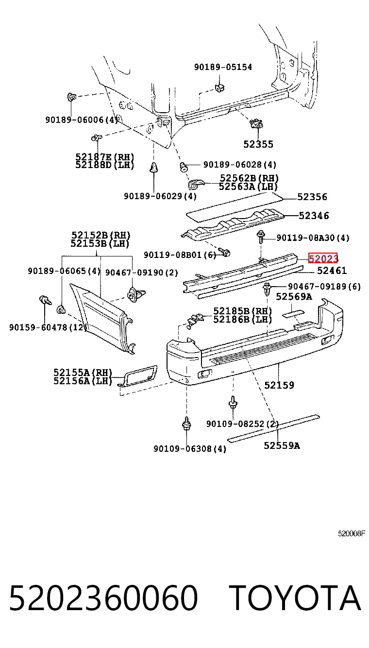 Швеллер заднего бампера на Toyota Land Cruiser 90 J9