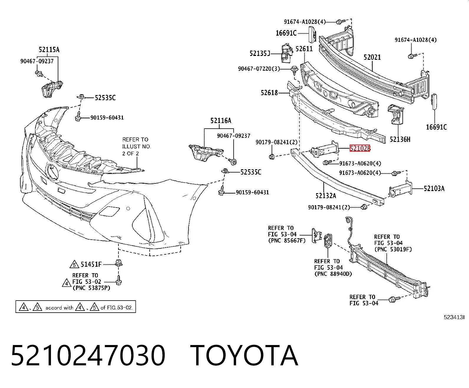 5210247030 Toyota Кронштейн усилителя переднего бампера