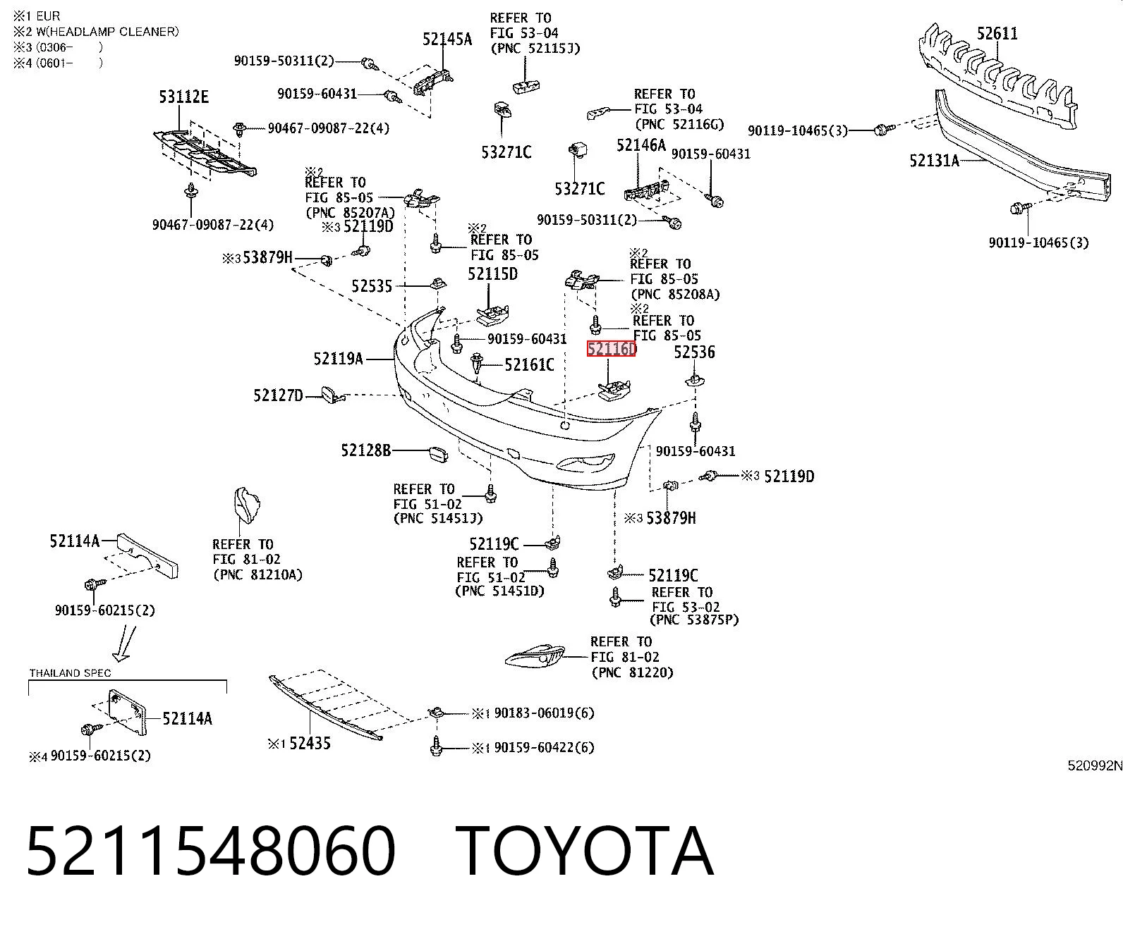 Кронштейн бампера переднего на Lexus RX 300/330/350/400H U3