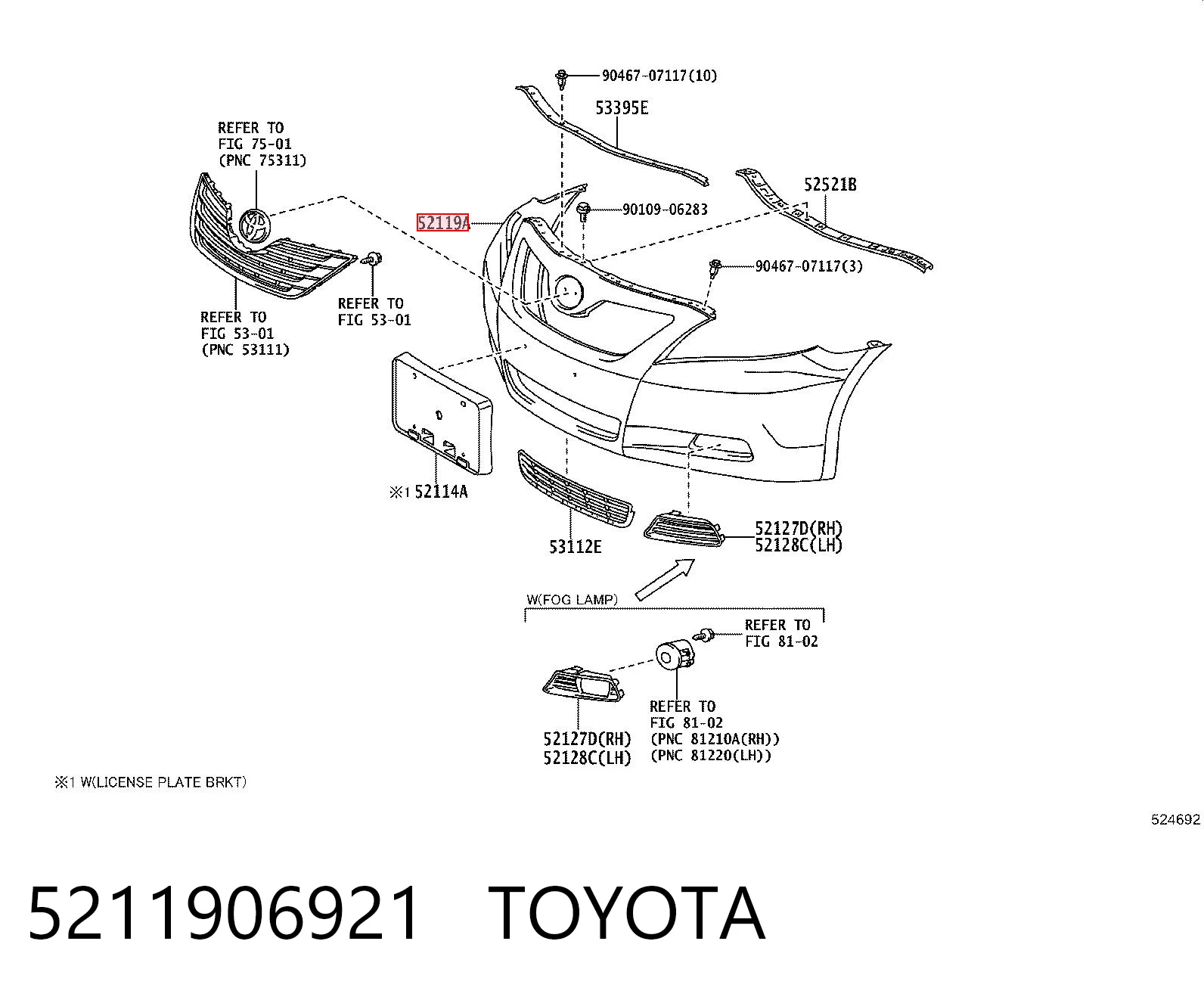 5211906921 Toyota Бампер передний в сборе