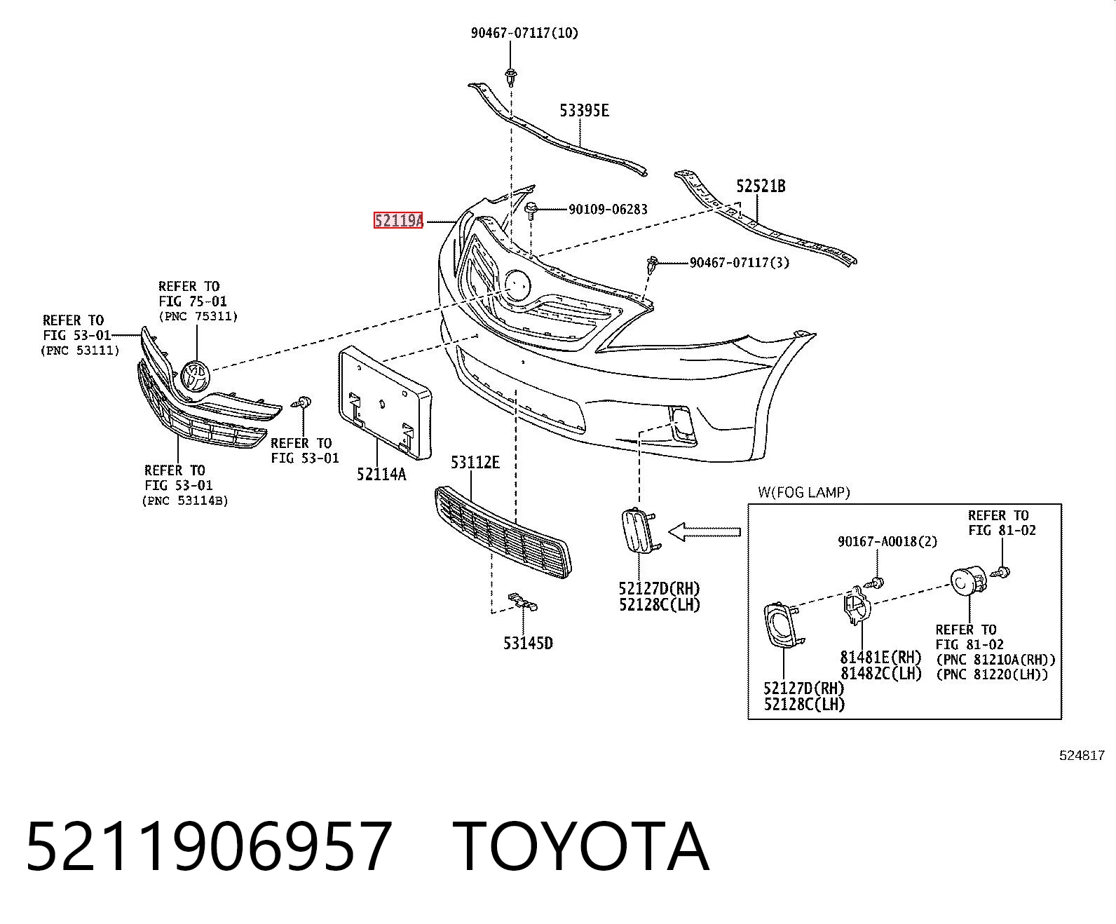 5211906957 Toyota Бампер передний в сборе