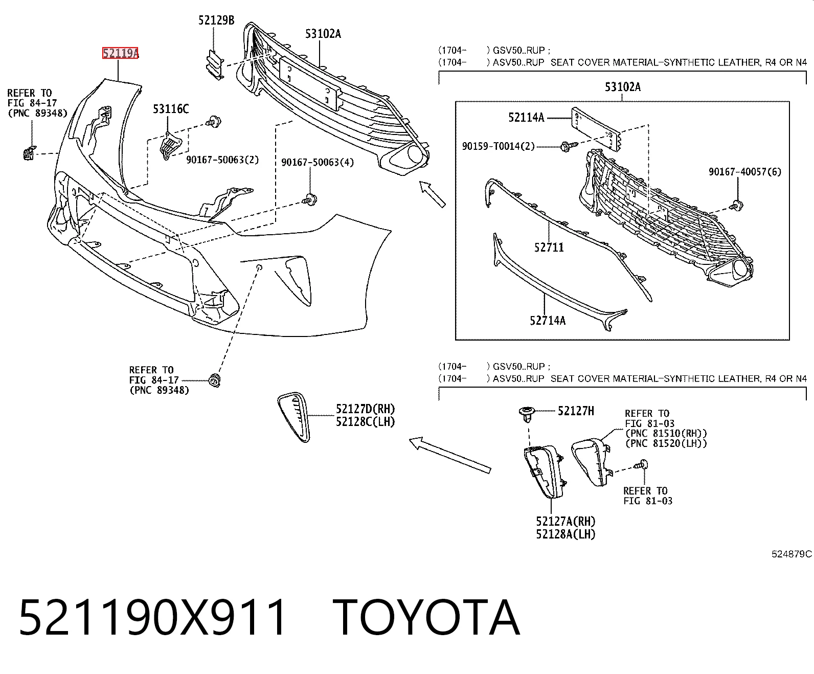 Бампер передний в сборе на Toyota Camry VII V50