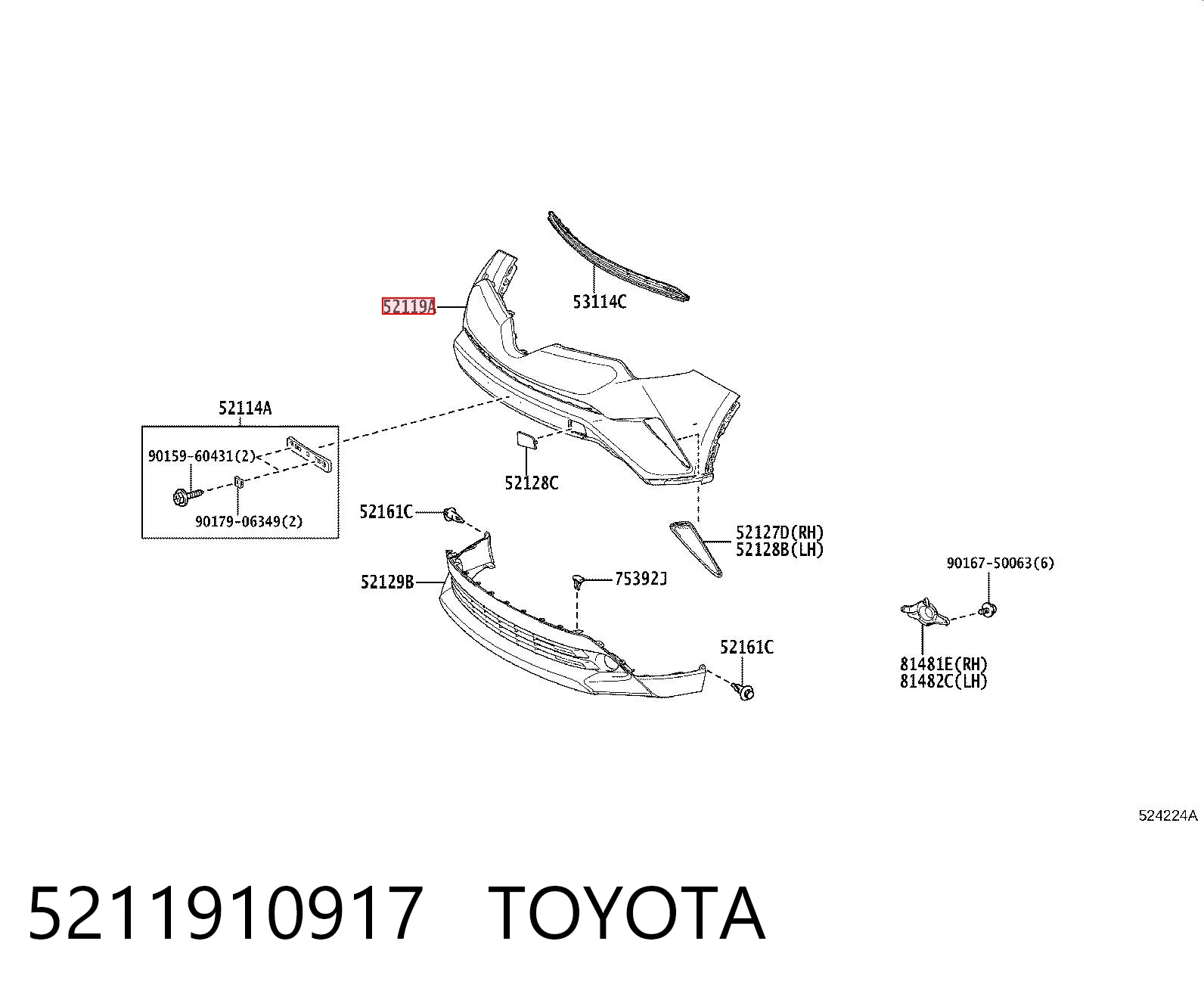 5211910917 Toyota Бампер передний в сборе