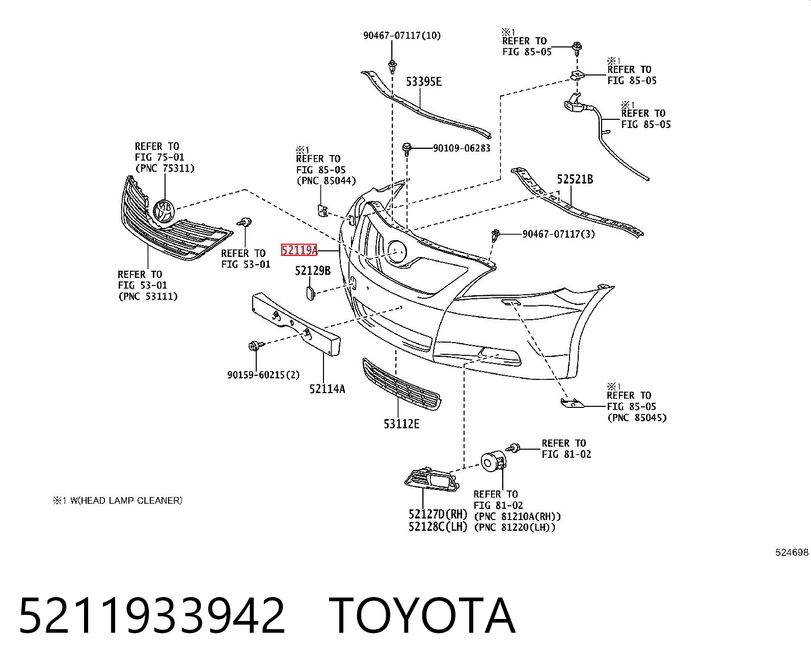 5211933942 Toyota Бампер передний