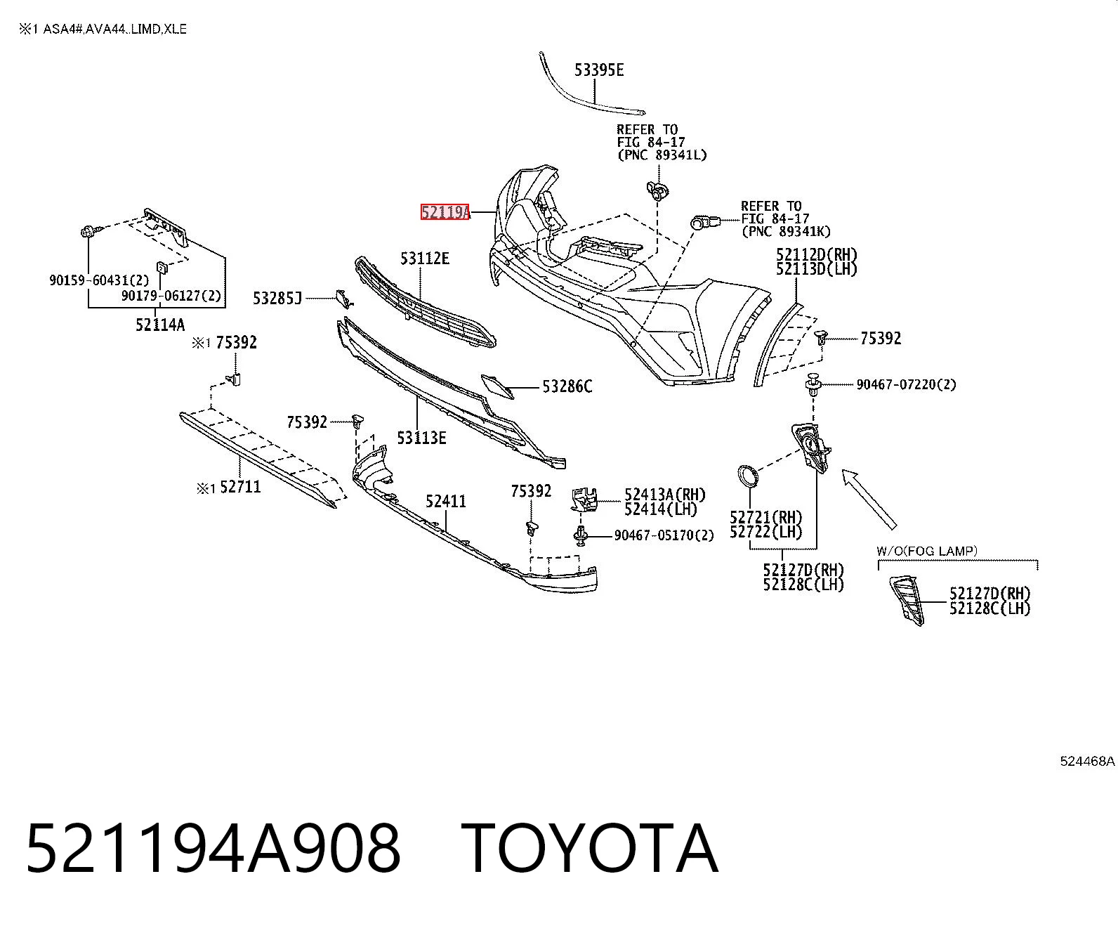 521194A908 Toyota Бампер передний в сборе