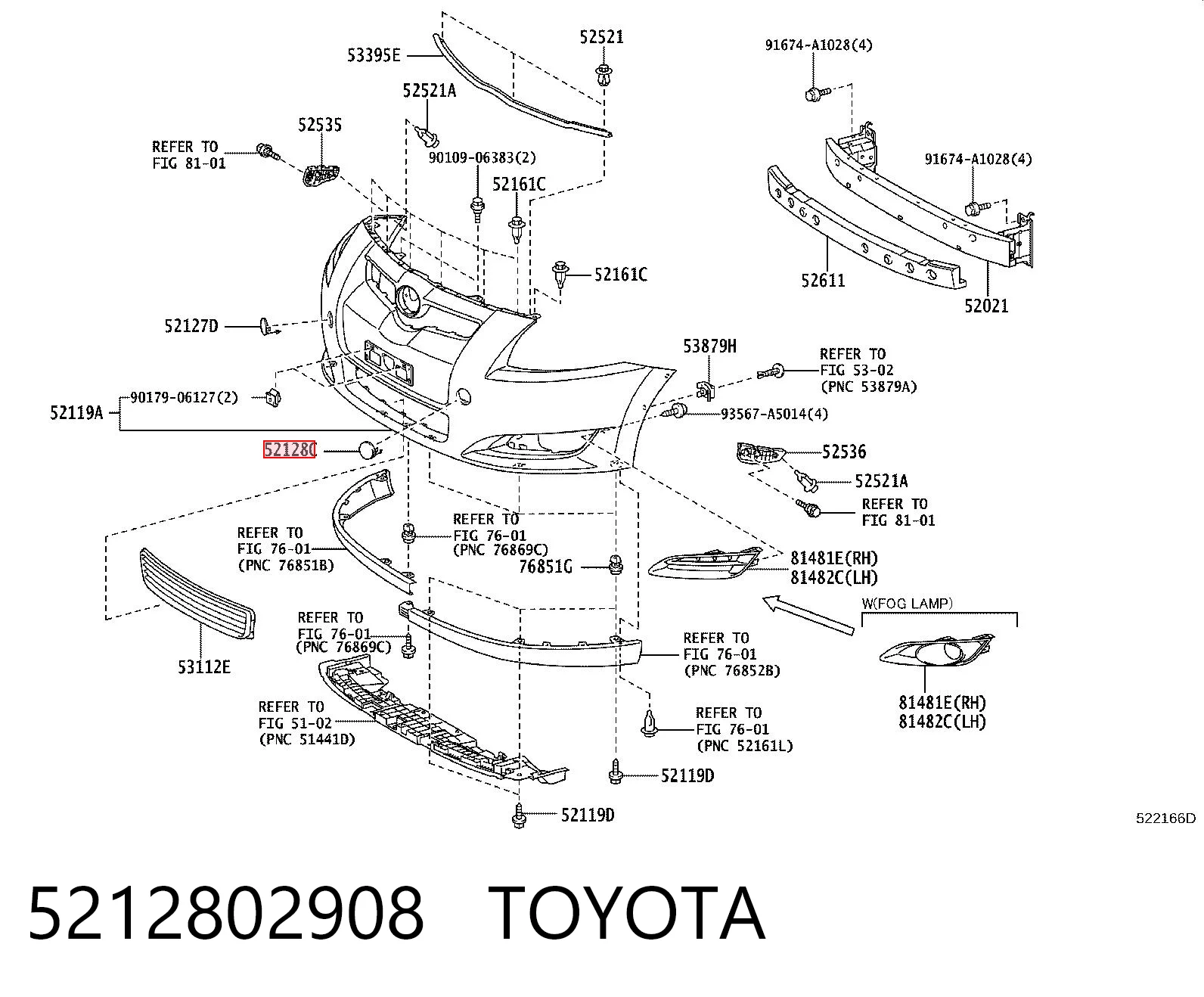 5212802908 Toyota Заглушка бампера буксировочного крюка передняя левая