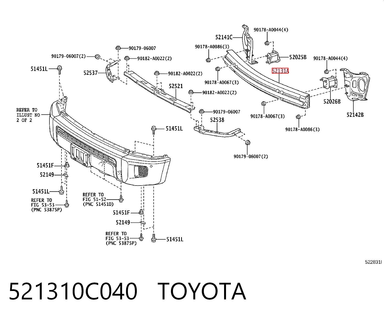 521310C040 Toyota Балка бампера переднего