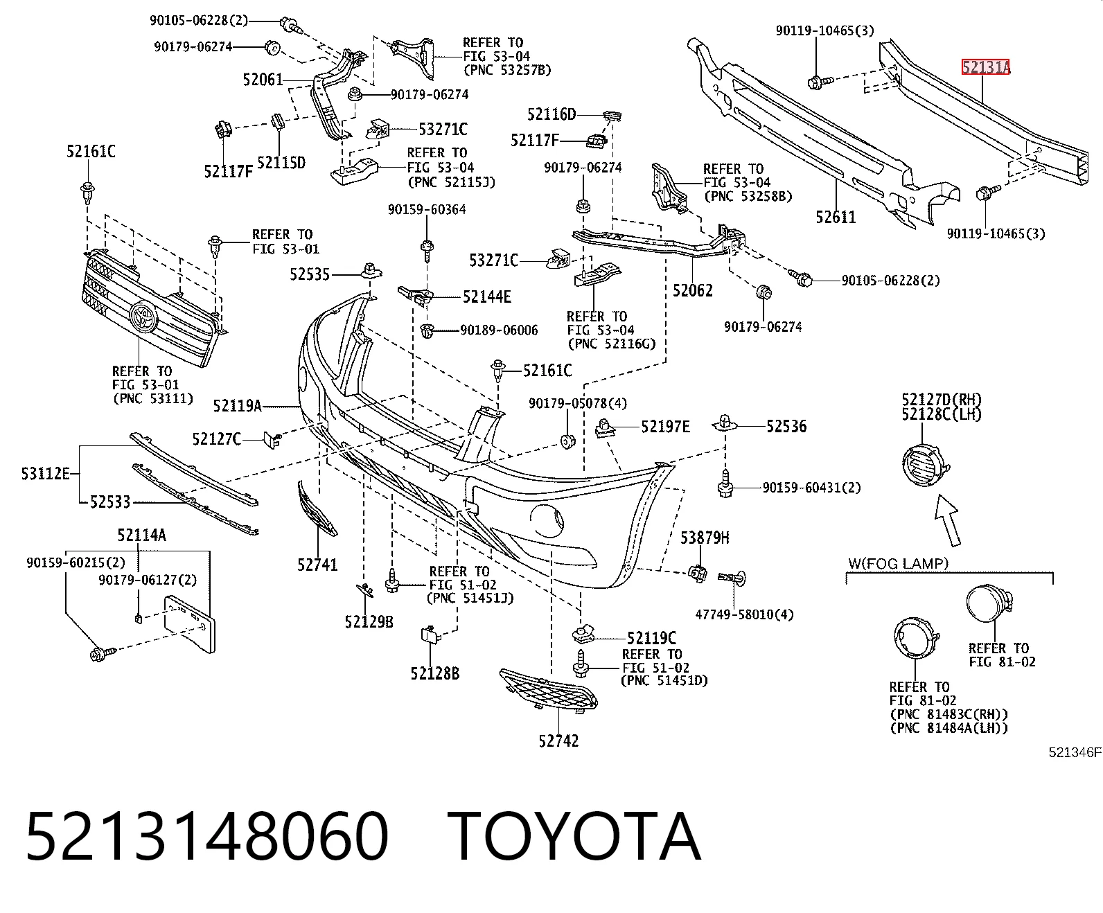Балка бампера переднего на Lexus RX 330/350 U3