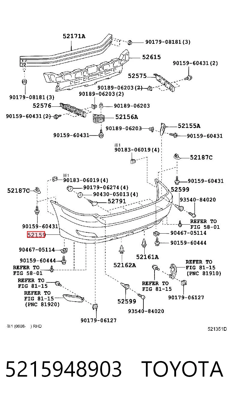 Задний бампер на Lexus RX 300/330/350/400H U3