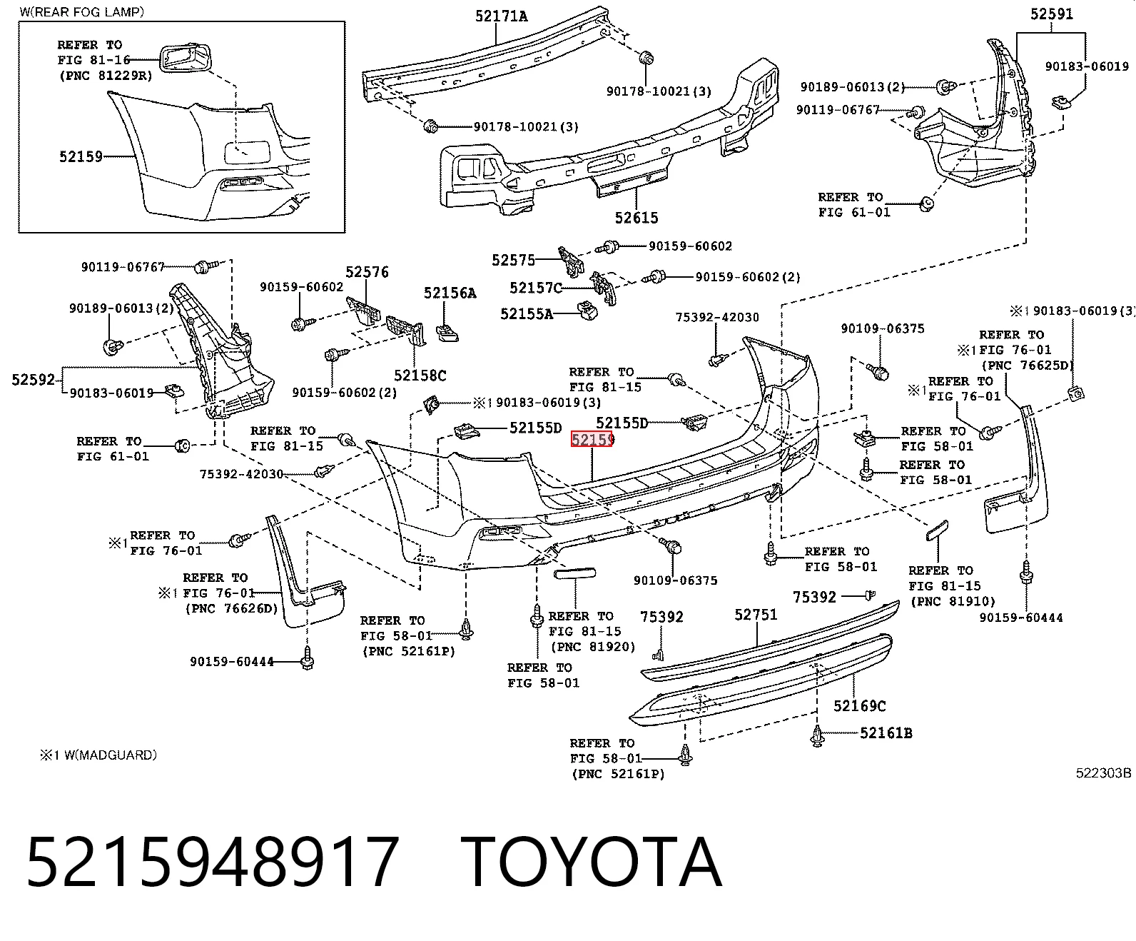 5215948917 Toyota Задний бампер